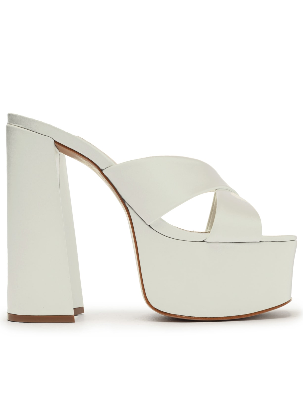 Sandália Feminina Meia Pata Salto Bloco Couro - Off White