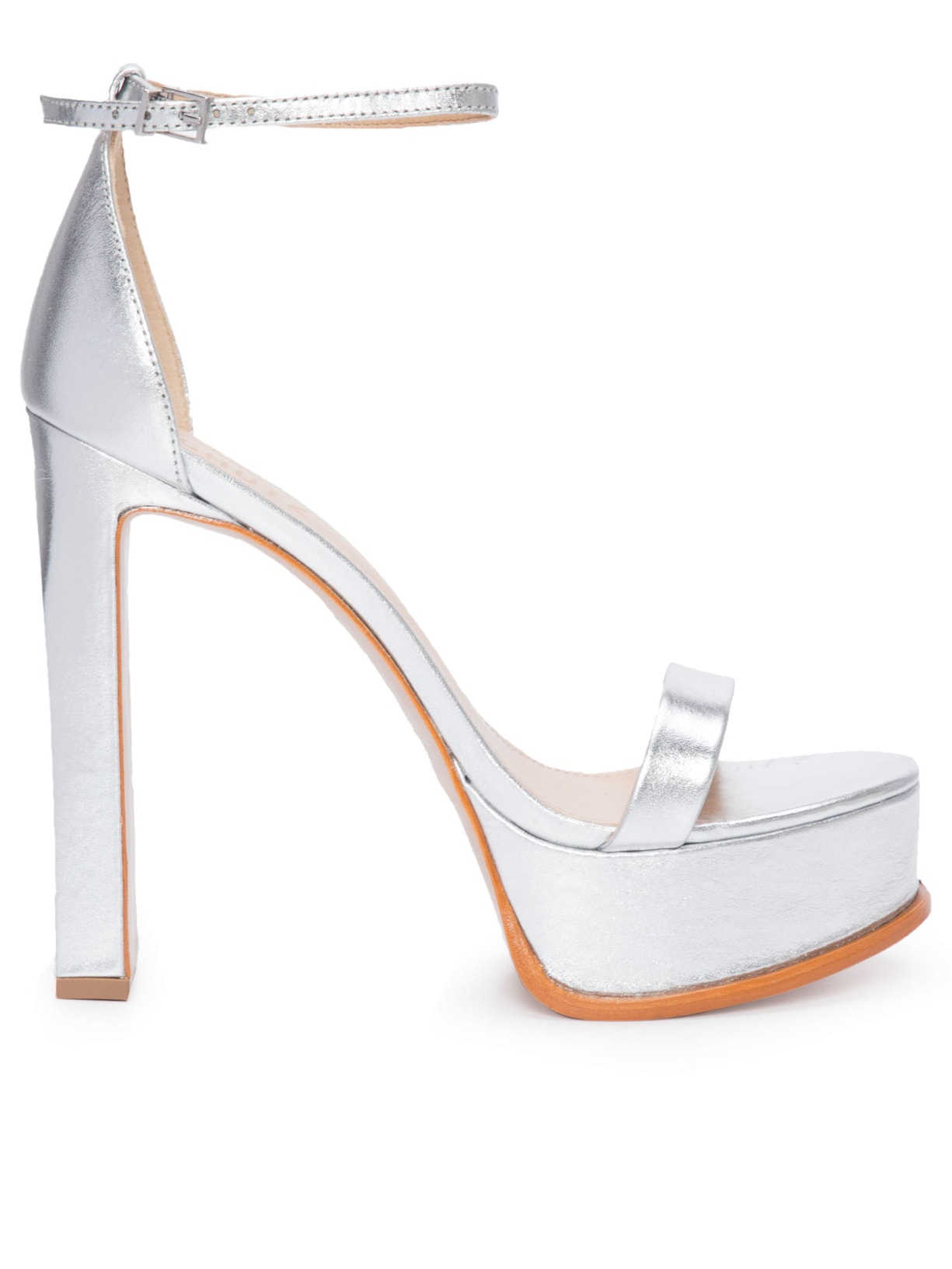 Sandália Feminina Meia Pata Themis Couro - Prata