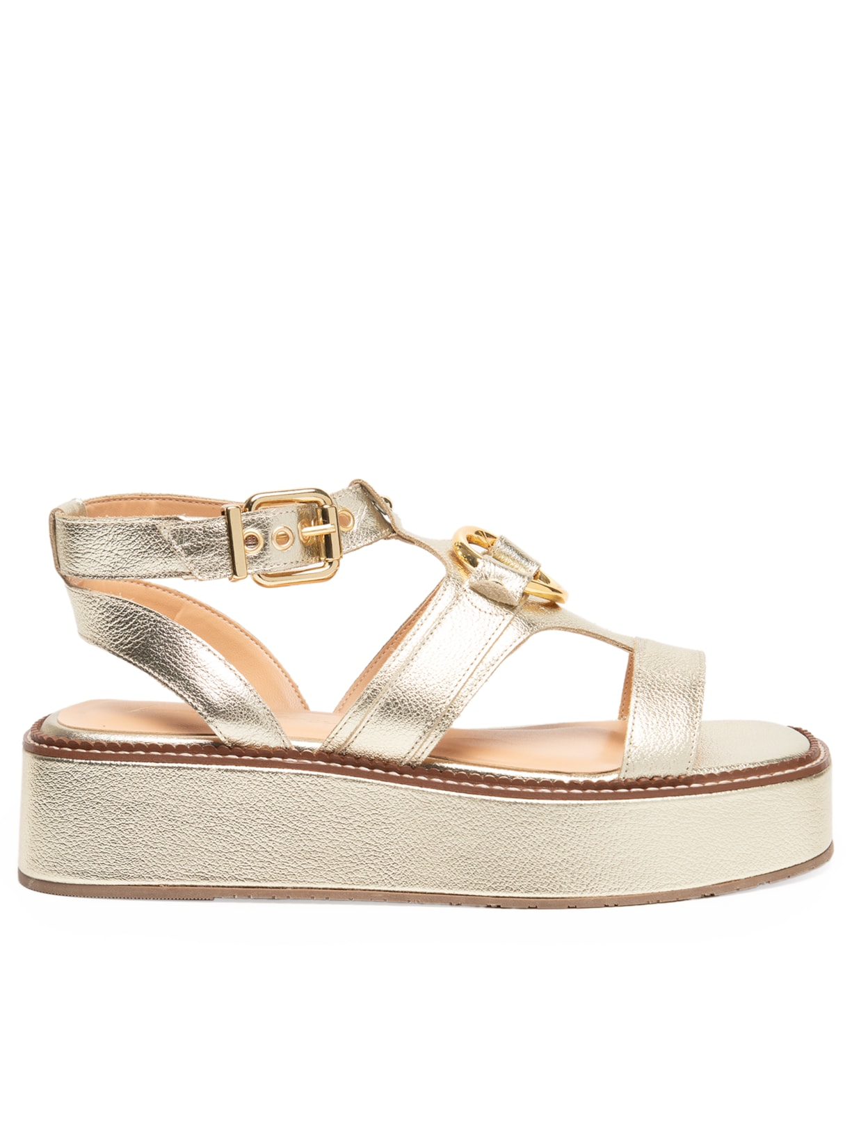 Sandália Feminina Metal Leather - Dourado