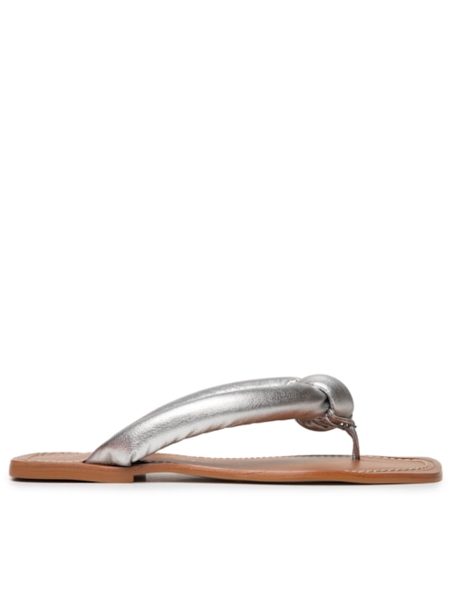 Sandália Feminina Metal Leather - Prateado