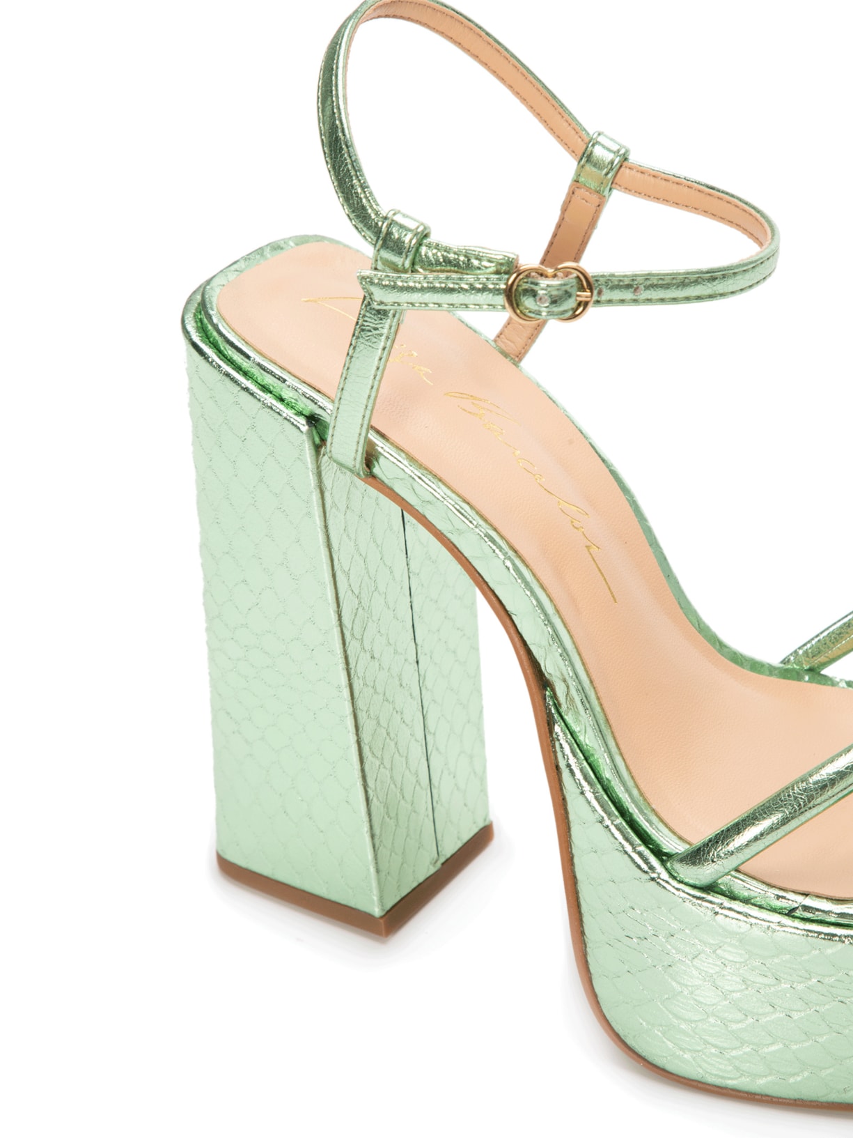 Sandália Feminina Metalcolor Cacto Cobra Metal Wasabi Verde Luiza Barcelos