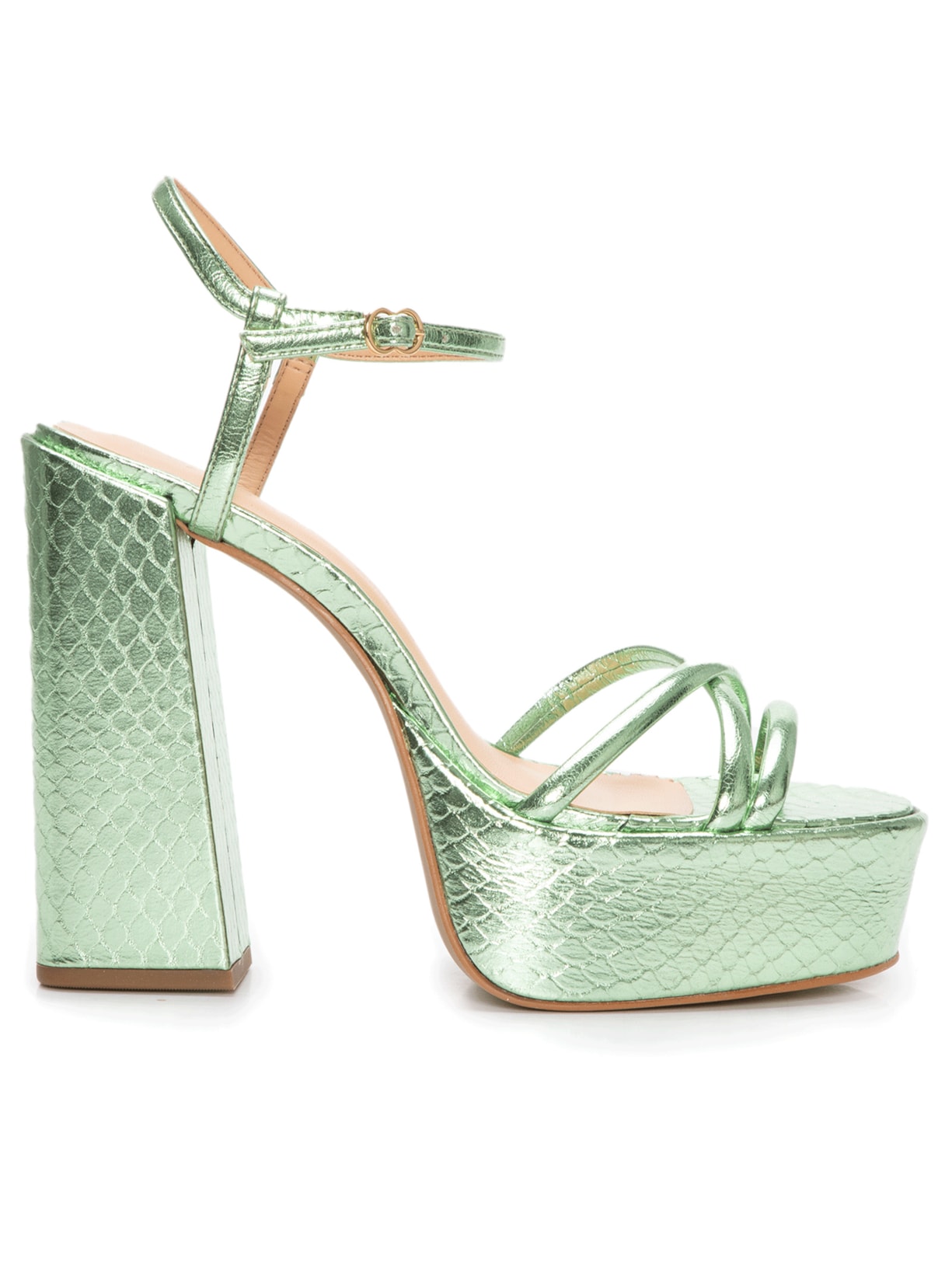 Sandália Feminina Metalcolor Cacto Cobra Metal Wasabi Verde Luiza Barcelos