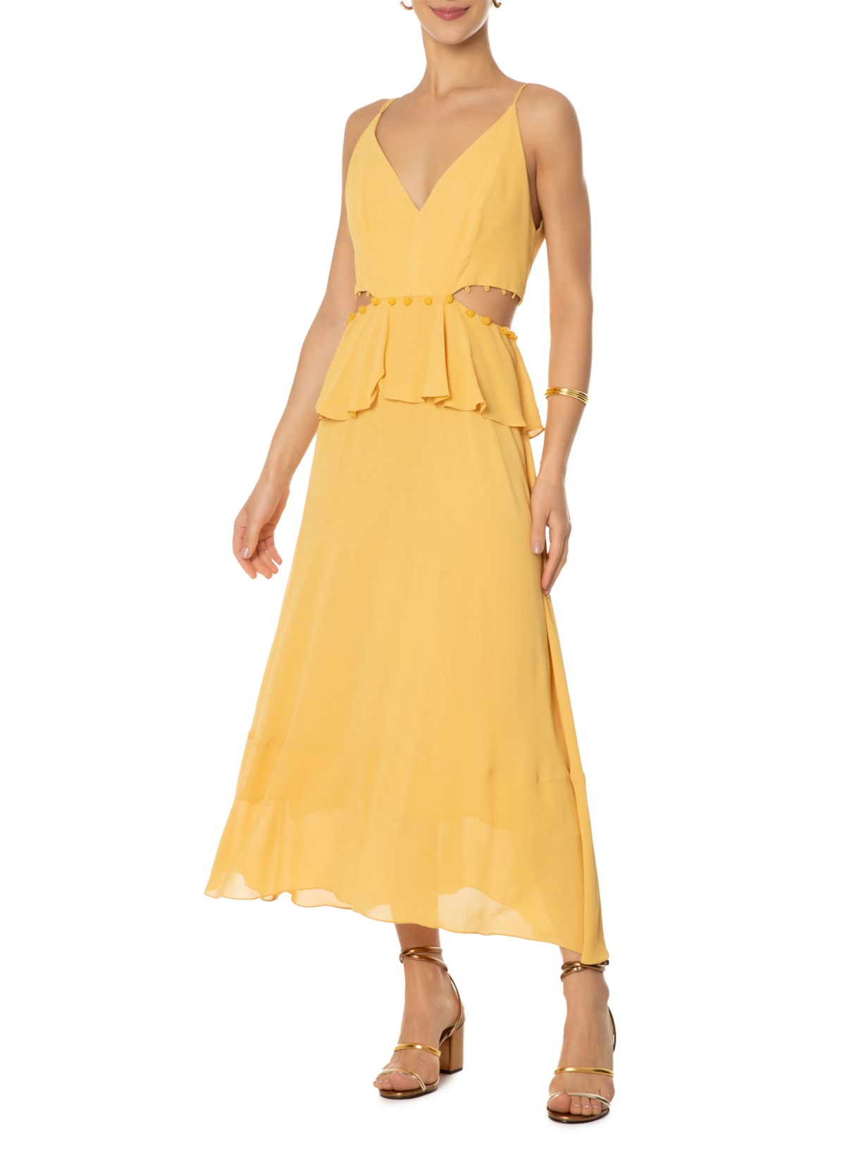 Sandália Feminina Metalcolor Nude Metalcolor Ouro Metálico Dourado Luiza Barcelos