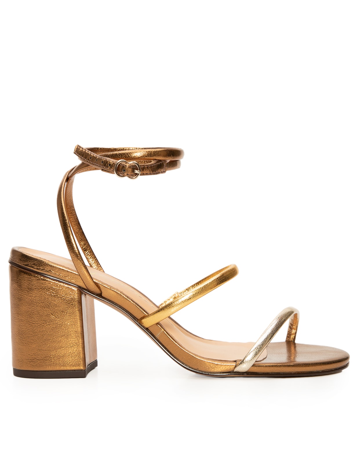 Sandália Feminina Metalcolor Nude Metalcolor Ouro Metálico Dourado Luiza Barcelos