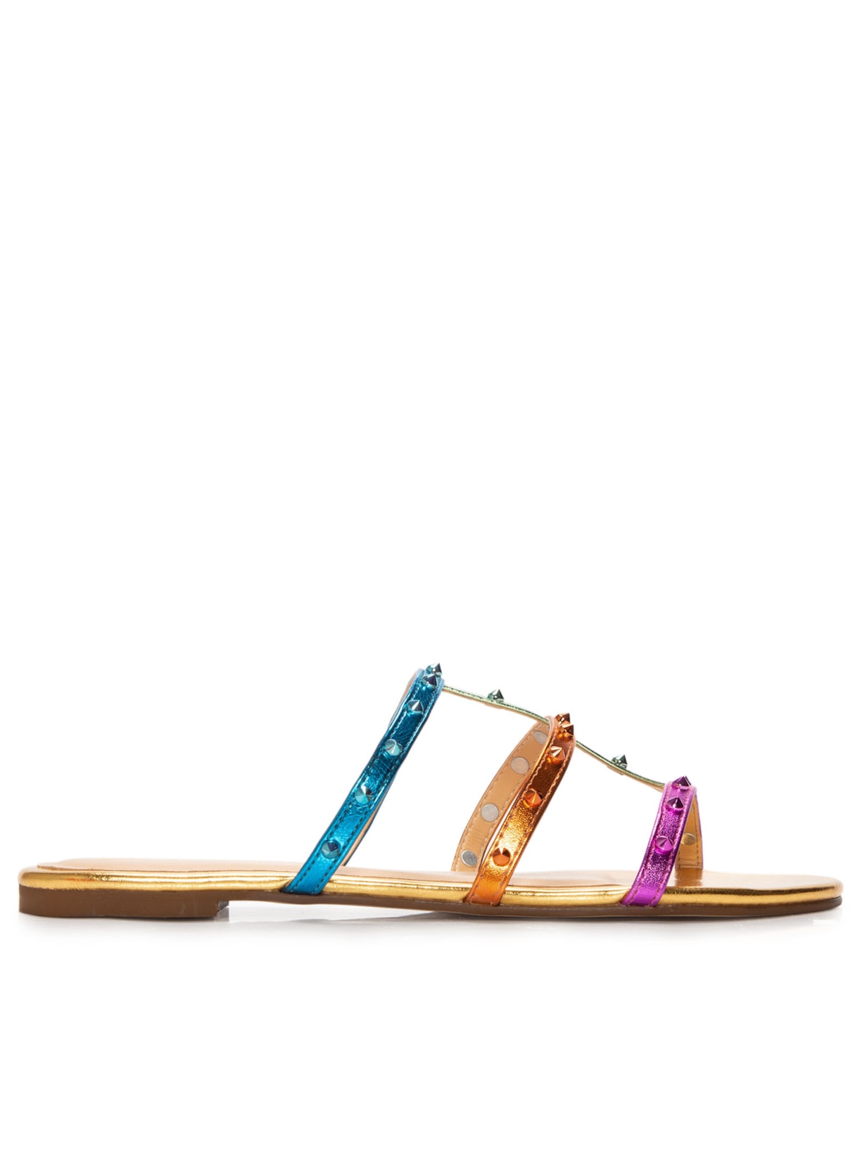 Sandália Feminina Metalcolor Pink Laranja Metal - Dourado