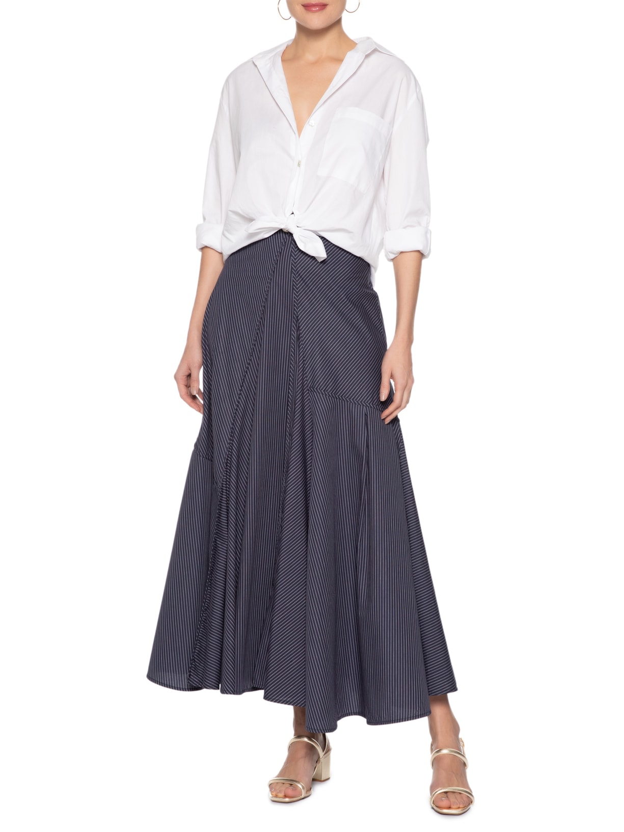 Sandália Feminina Metalizada Tiras Bombadas Salto Bloco Dourado Arezzo