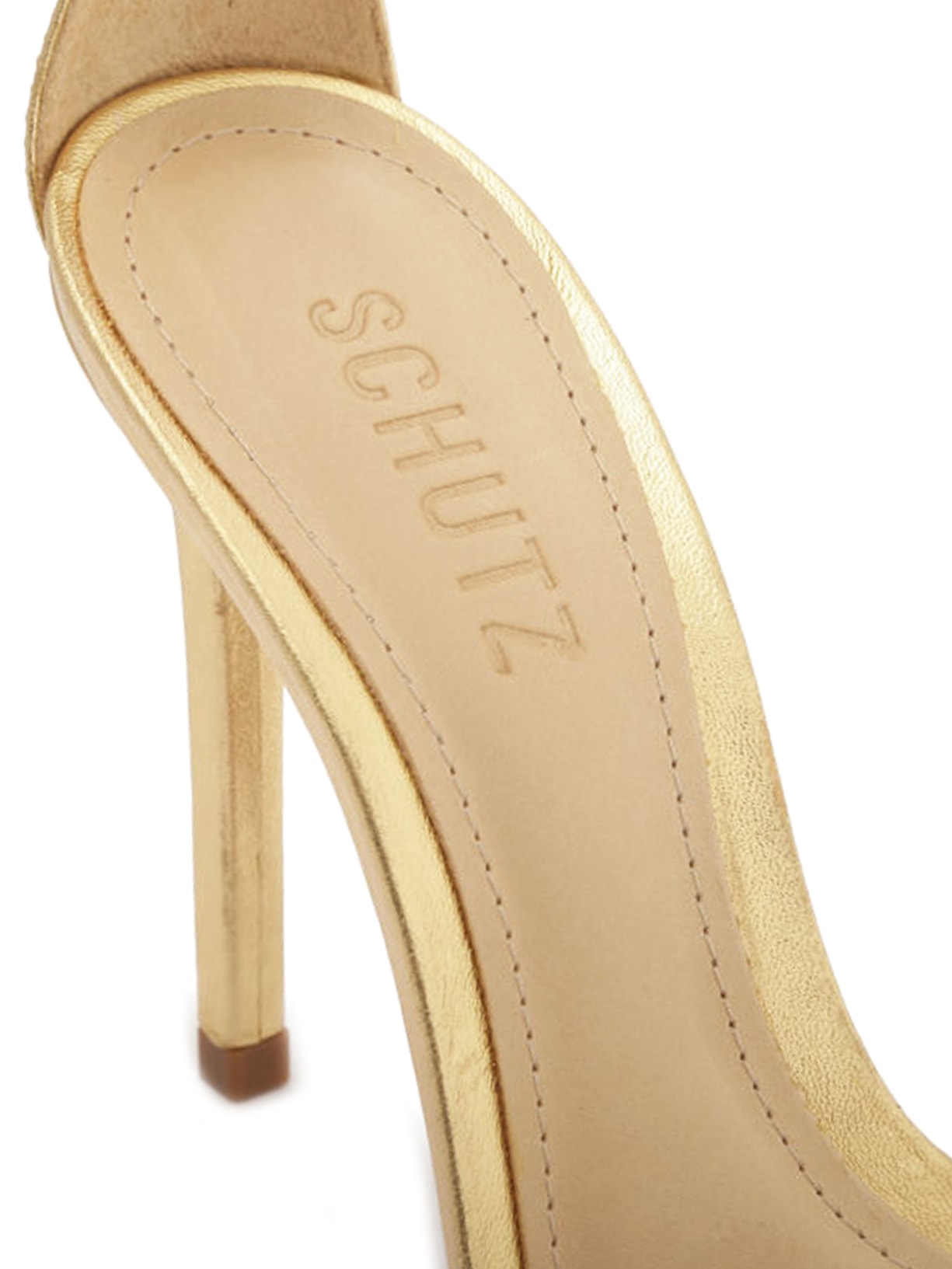 Sandália Feminina Minimal Vinil Dourado Schutz