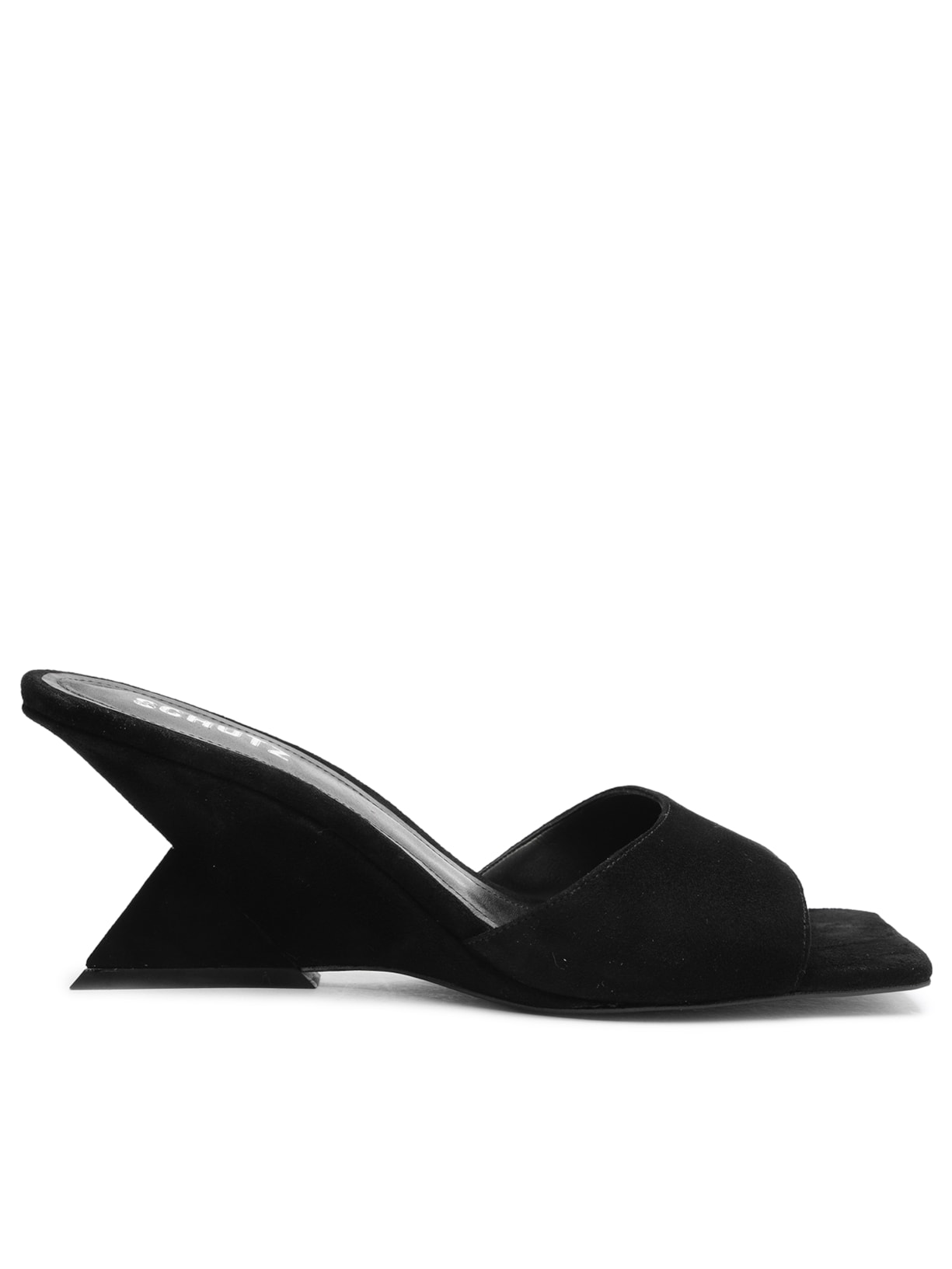 Sandália Feminina Mule Abbie Sculpt Camurça - Preto