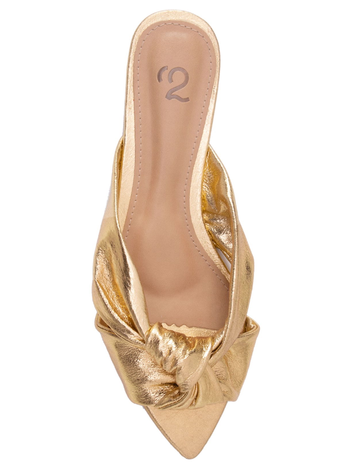 Sandália Feminina Mule Bico Fino Aberto Dourado '2Essential