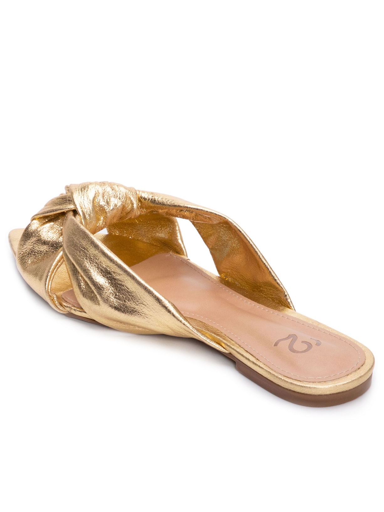 Sandália Feminina Mule Bico Fino Aberto Dourado '2Essential