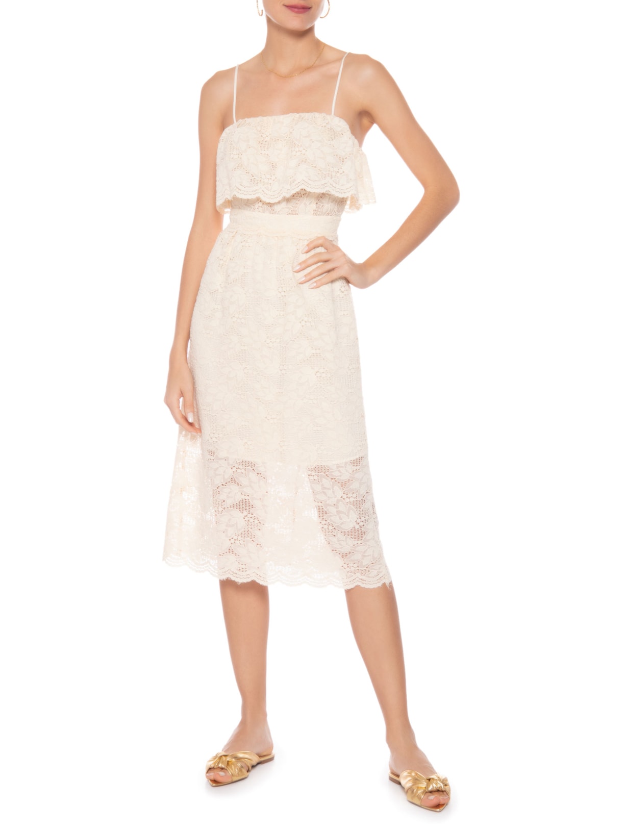 Sandália Feminina Mule Bico Fino Aberto Dourado '2Essential