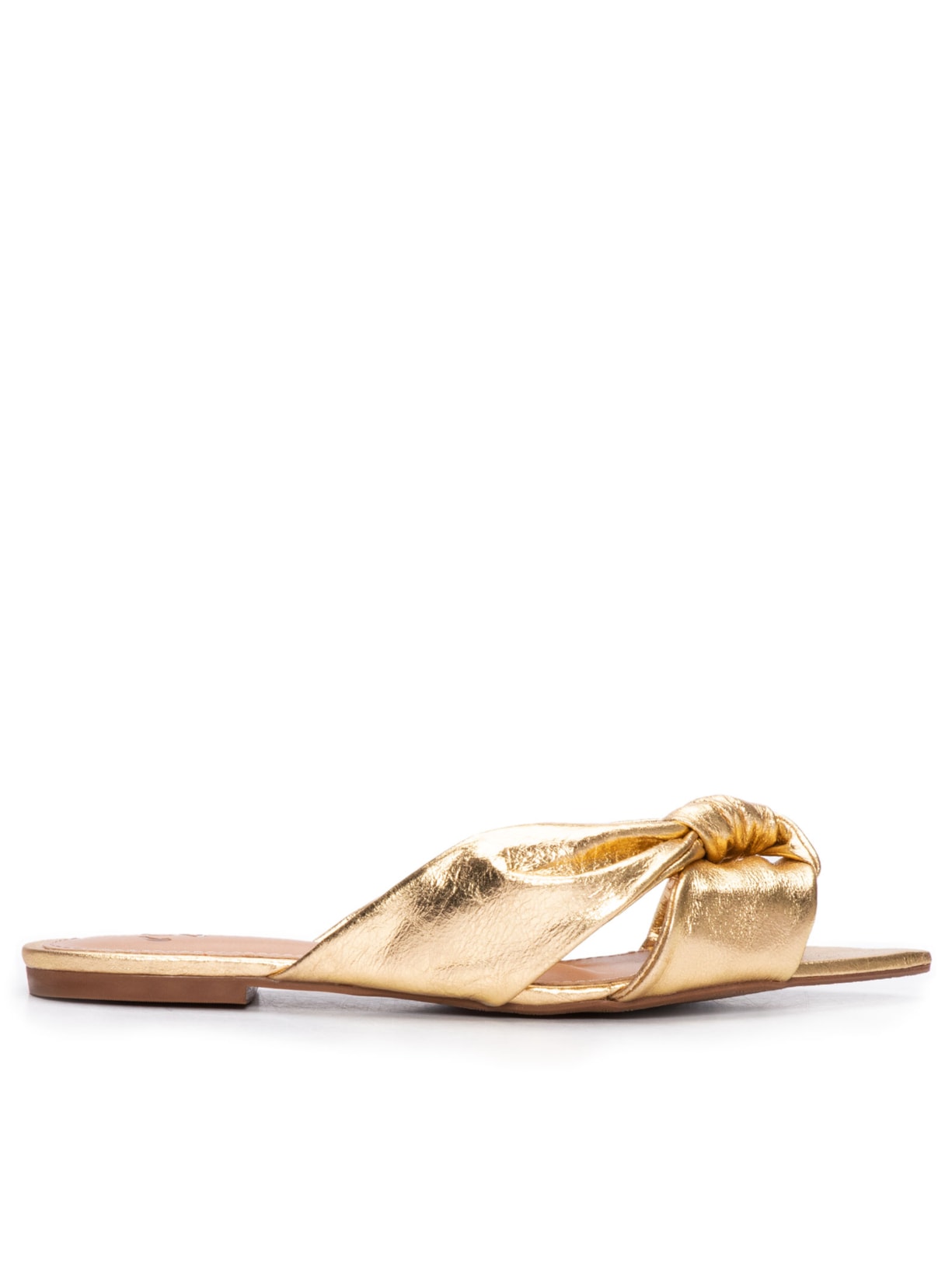 Sandália Feminina Mule Bico Fino Aberto Dourado '2Essential