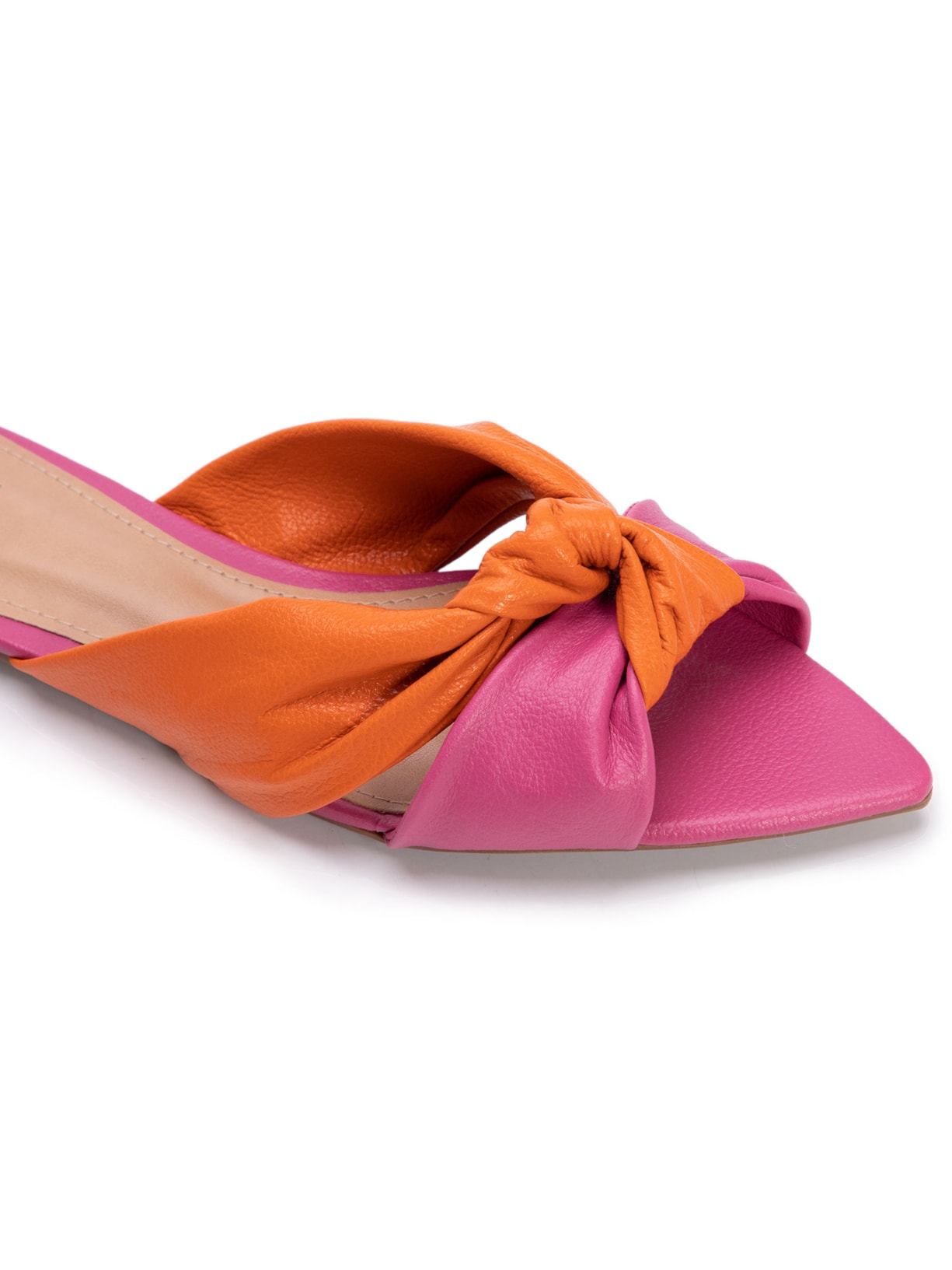 Sandália Feminina Mule Bico Fino Aberto Rosa '2Essential