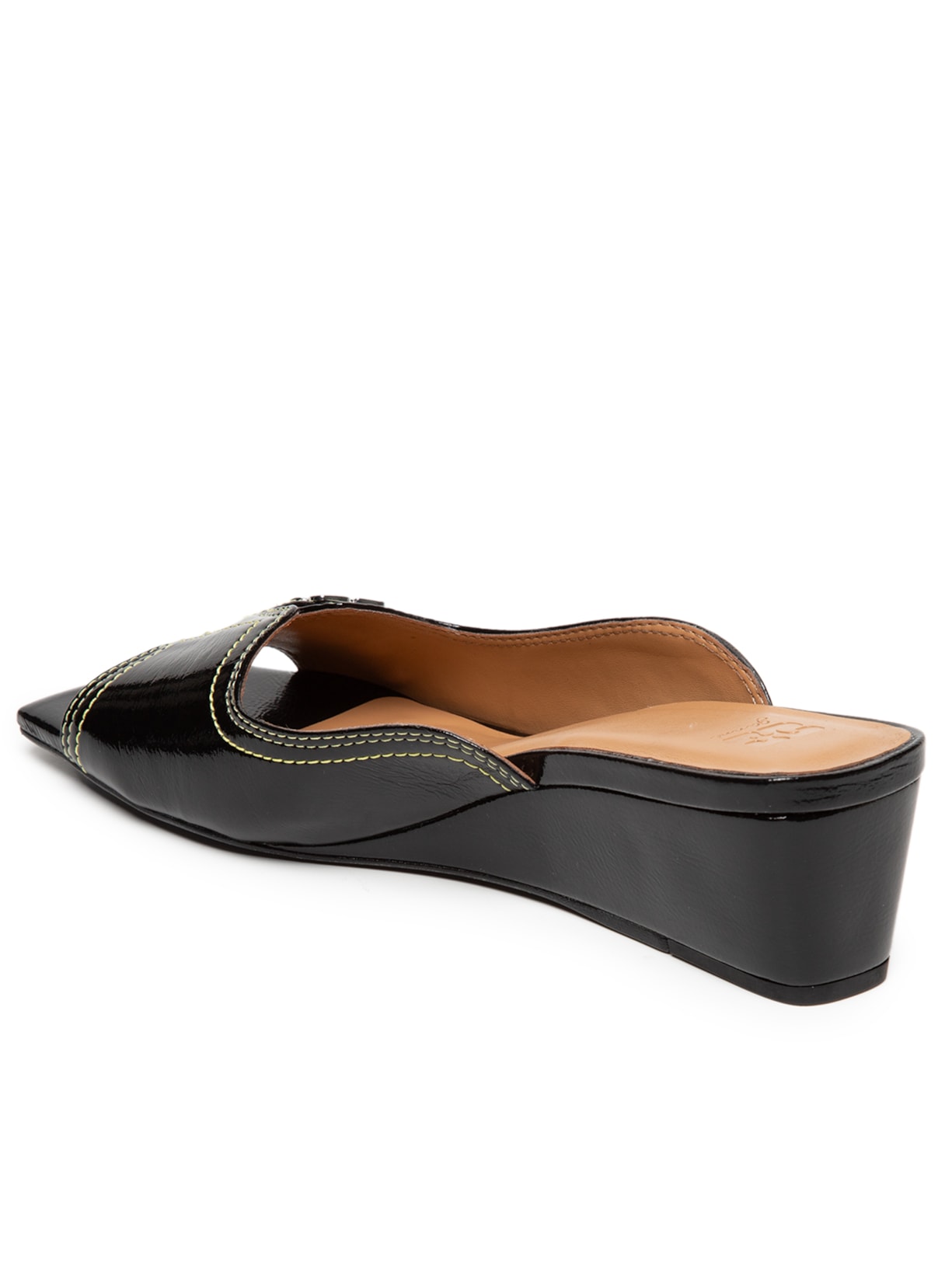 Sandália Feminina Mule Butterfly Wedge Naplack Preto Ganni