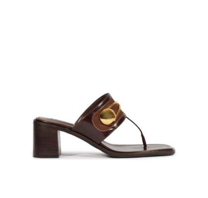 Sandália Feminina Mule Couro Glam - Marrom