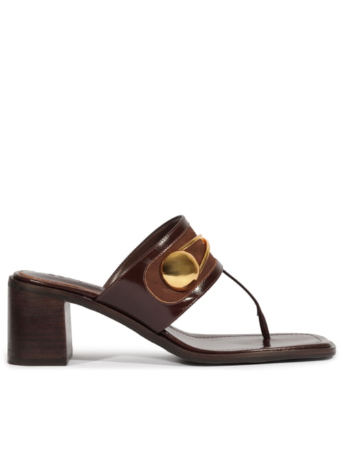 Sandália Feminina Mule Couro Glam - Marrom
