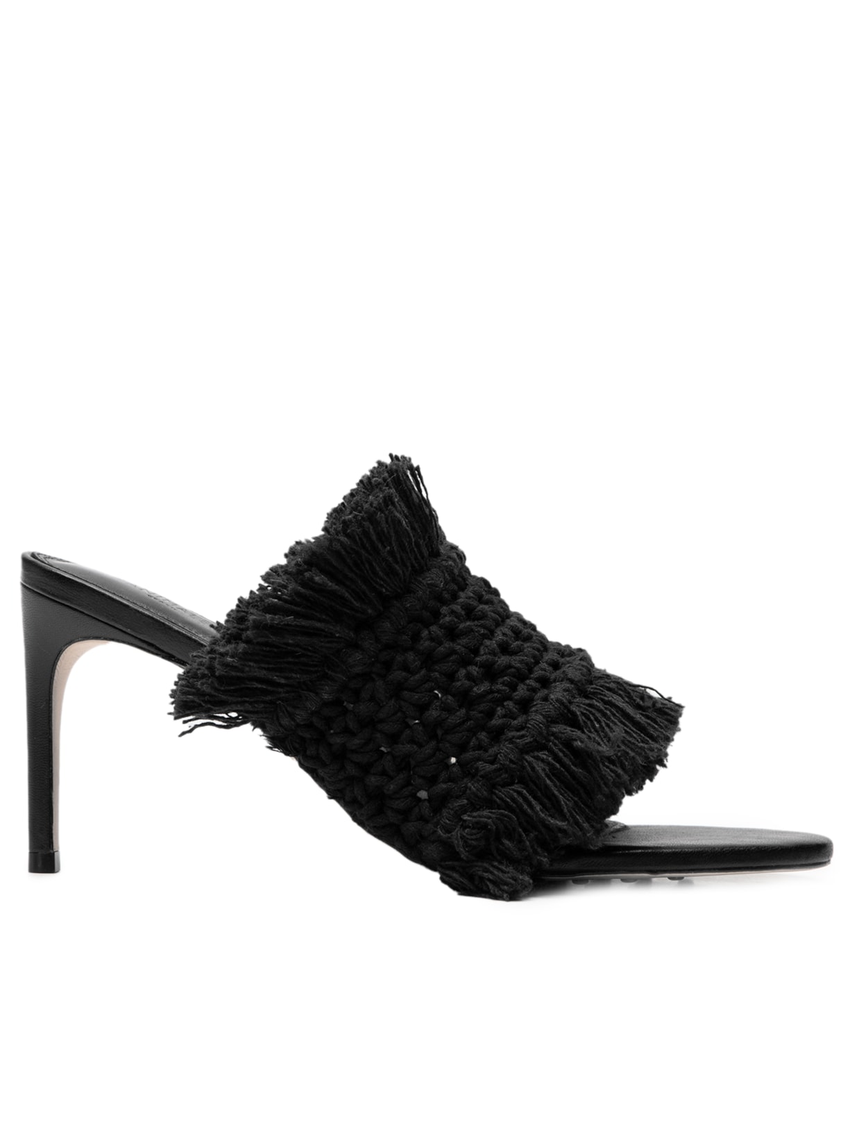 Sandália Feminina Mule De Crochet Desfiado - Preto