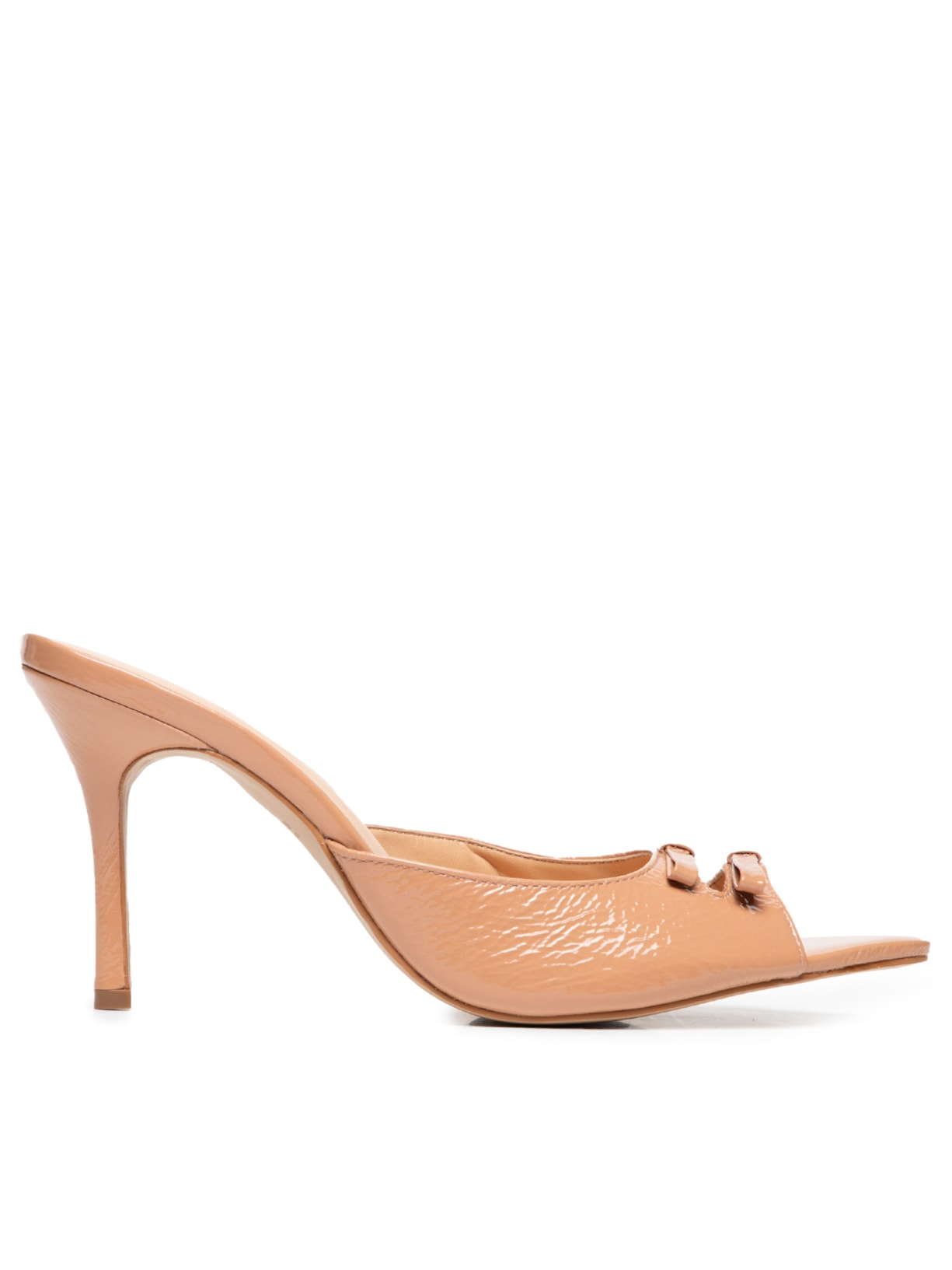 Sandália Feminina Mule Peep Toe Salto Alto - Bege