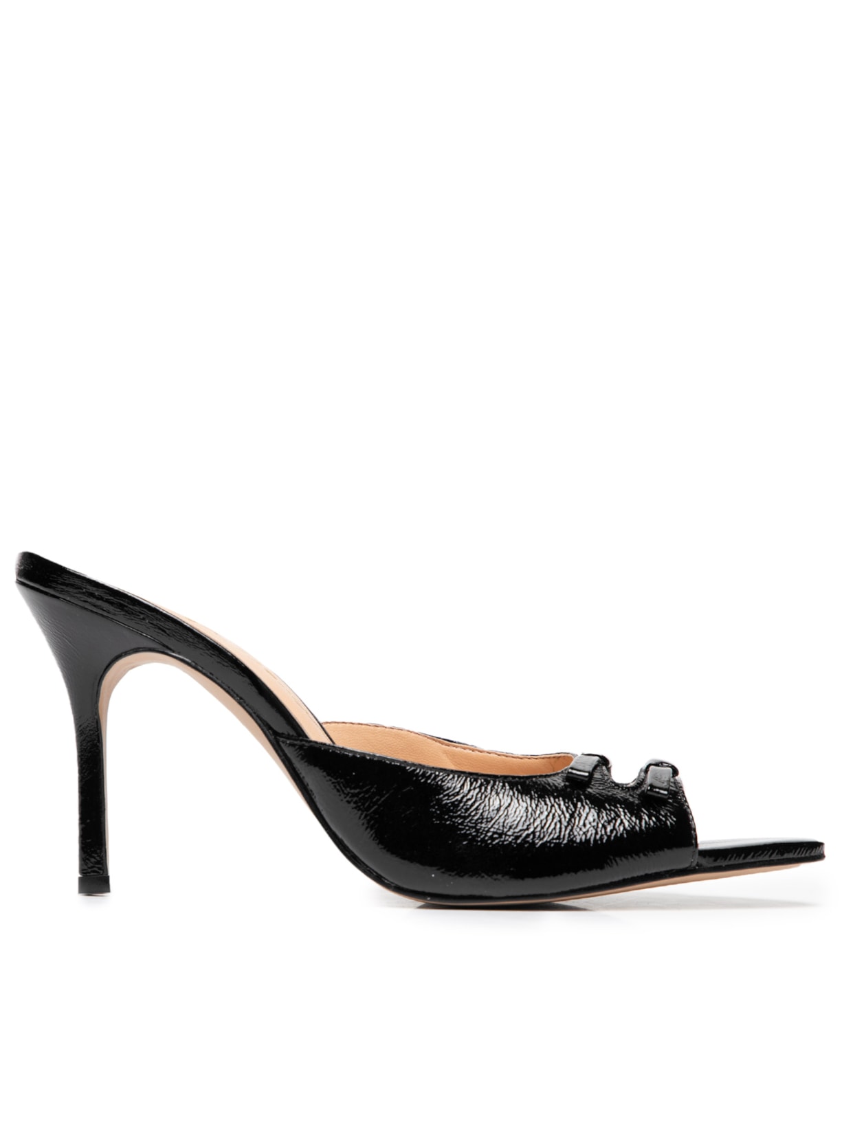 Sandália Feminina Mule Peep Toe Salto Alto - Preto