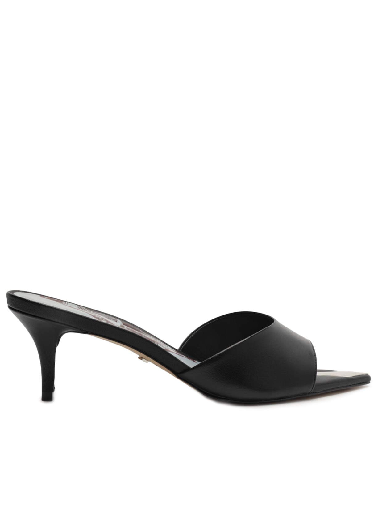 Sandália Feminina Mule Preta Couro Salto Kitten - Preto