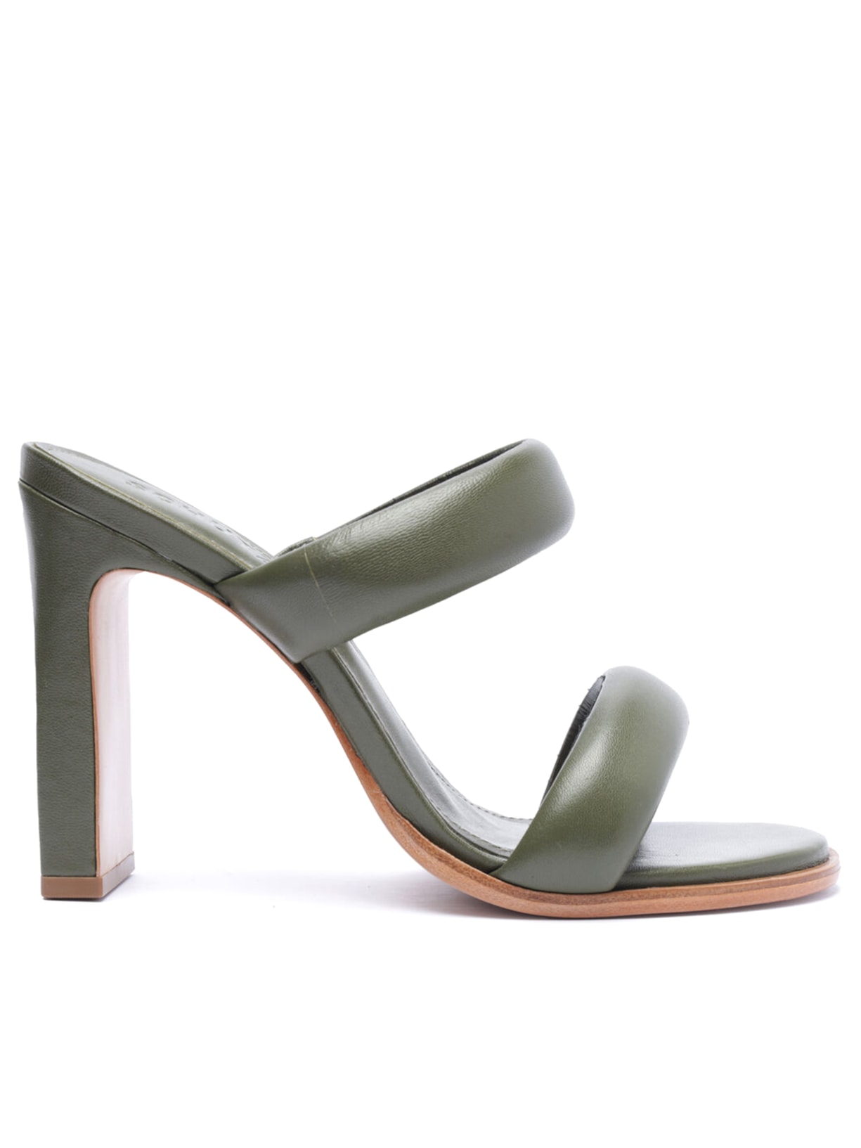 Sandália Feminina Mule Salto Alto Deri Tiras Couro - Verde