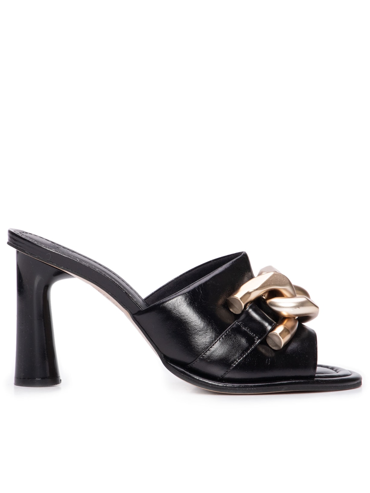 Sandália Feminina Mule Salto Médio Corrente - Preto