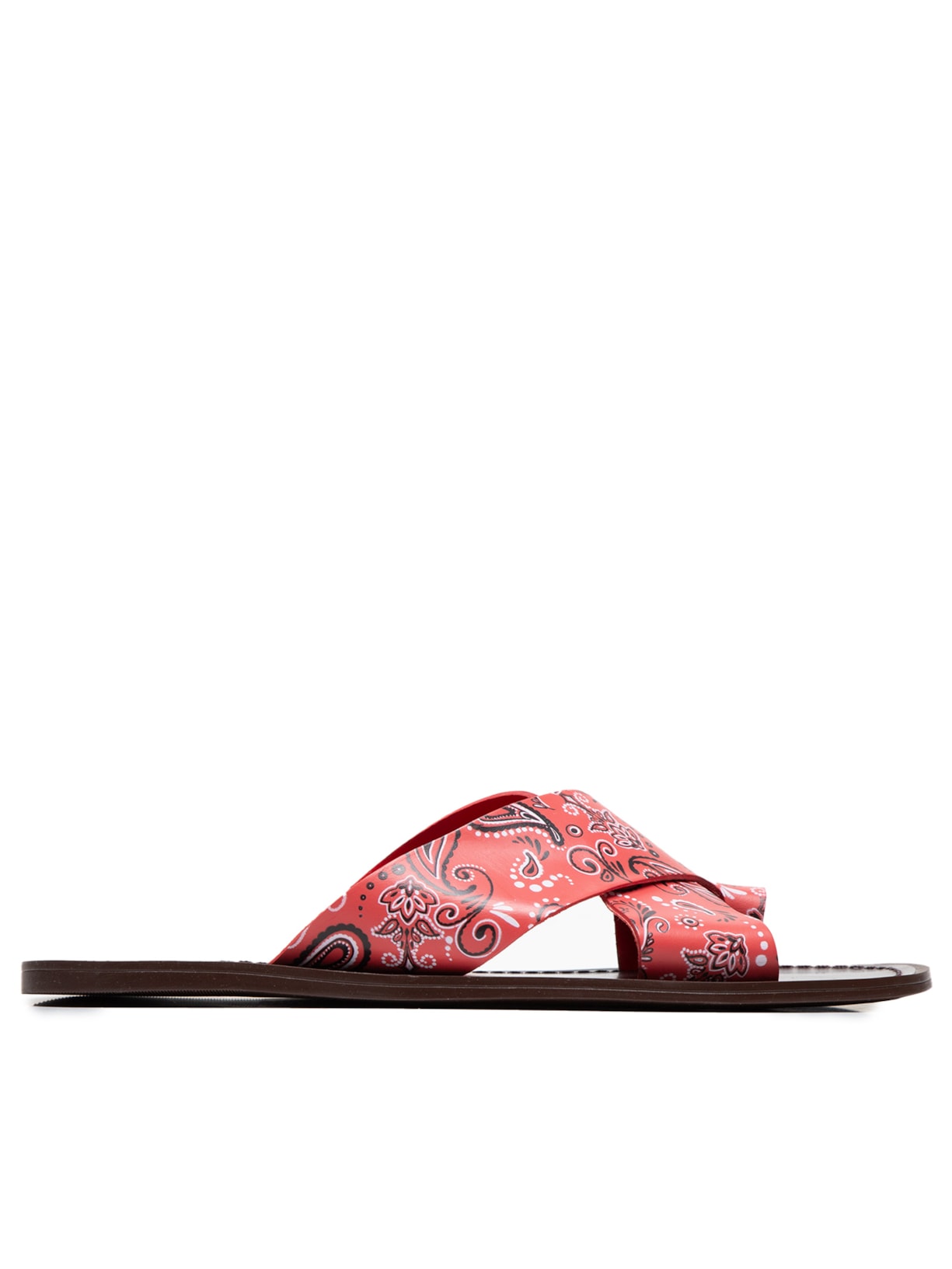 Sandália Feminina Paisley Rasteira Couro Tiras Largas - Vermelho