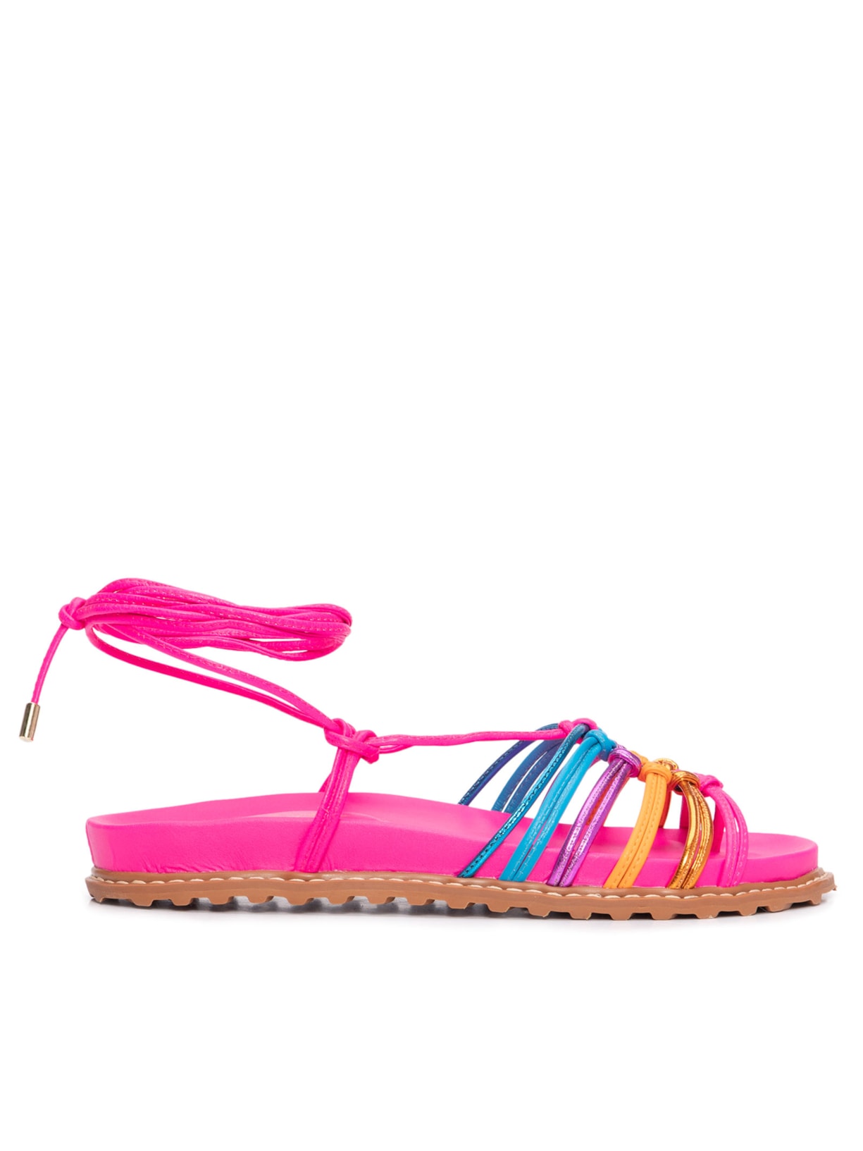 Sandália Feminina Papete Amarrações - Rosa