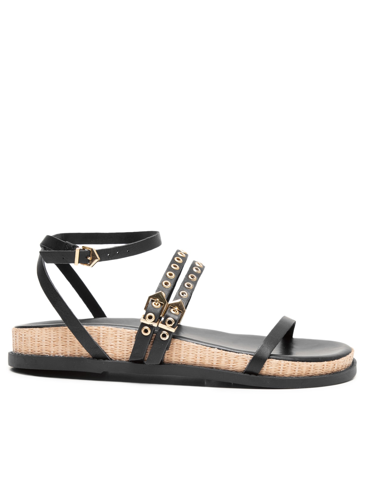 Sandália Feminina Papete Annete Sporty Couro - Preto