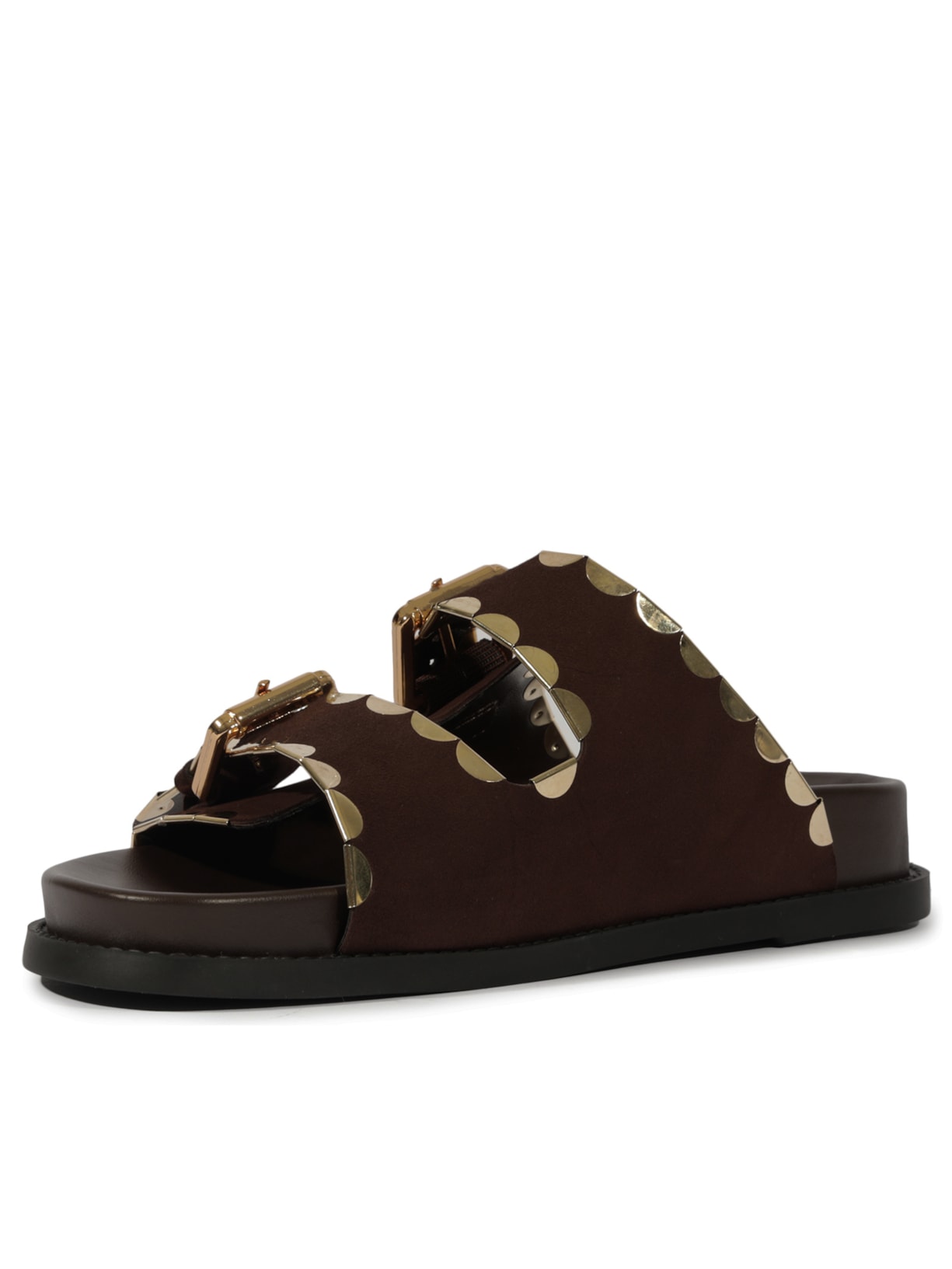 Sandália Feminina Papete Aria Sporty Couro Marrom Schutz