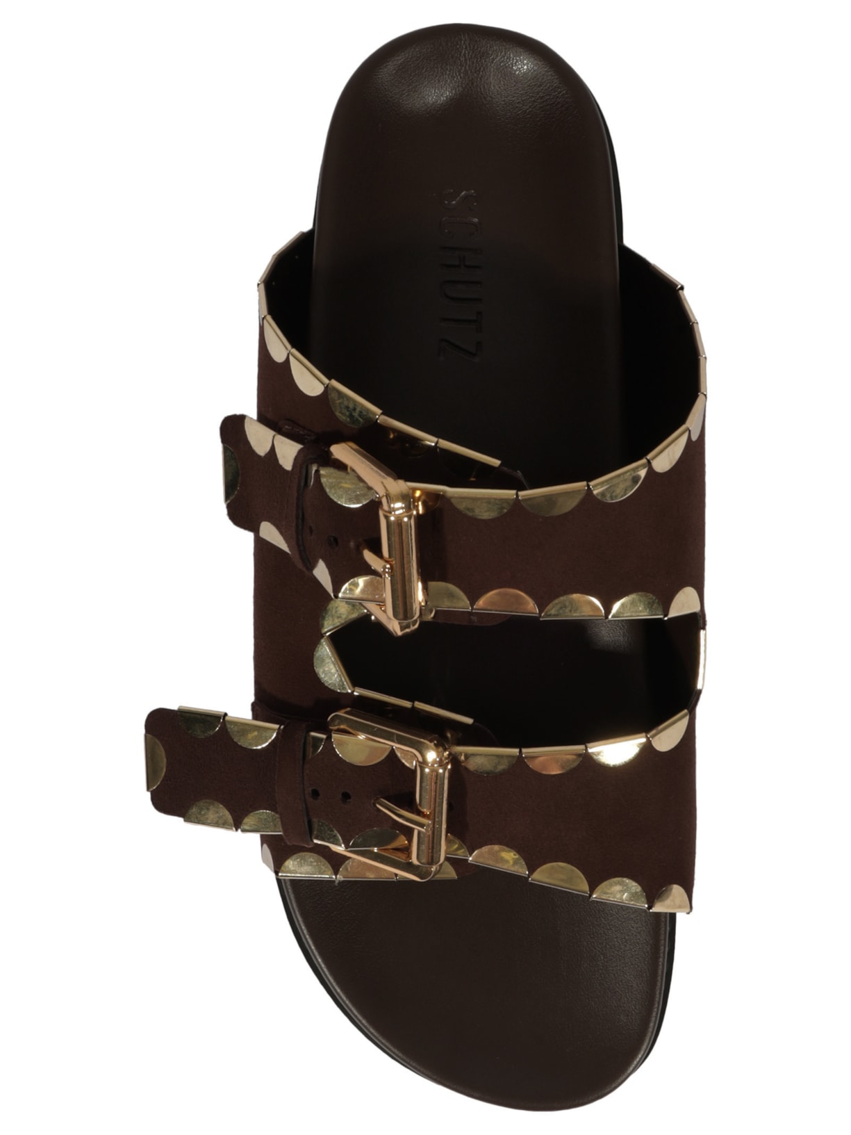 Sandália Feminina Papete Aria Sporty Couro Marrom Schutz