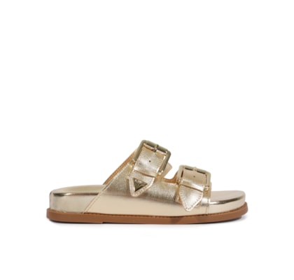 Sandália Feminina Papete Aurora Couro - Dourado