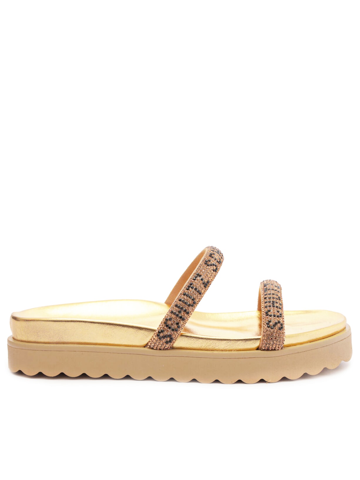 Sandália Feminina Papete Brilho - Dourado