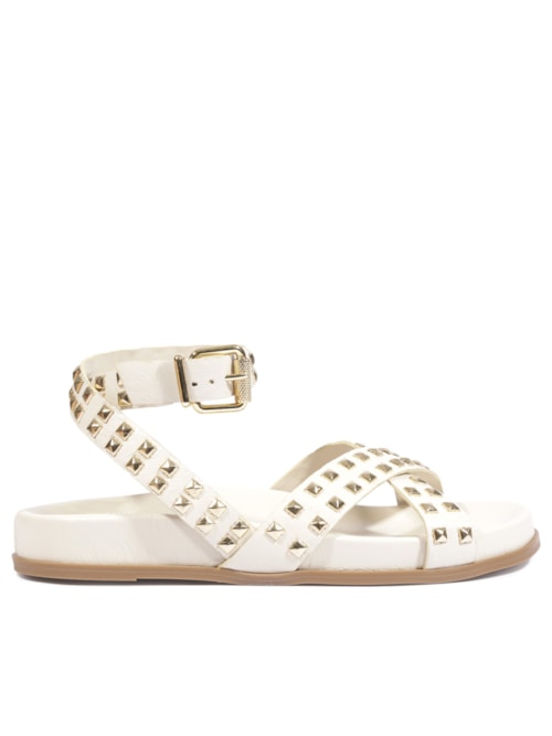 Sandália Feminina Papete Carolla Studs - Branco