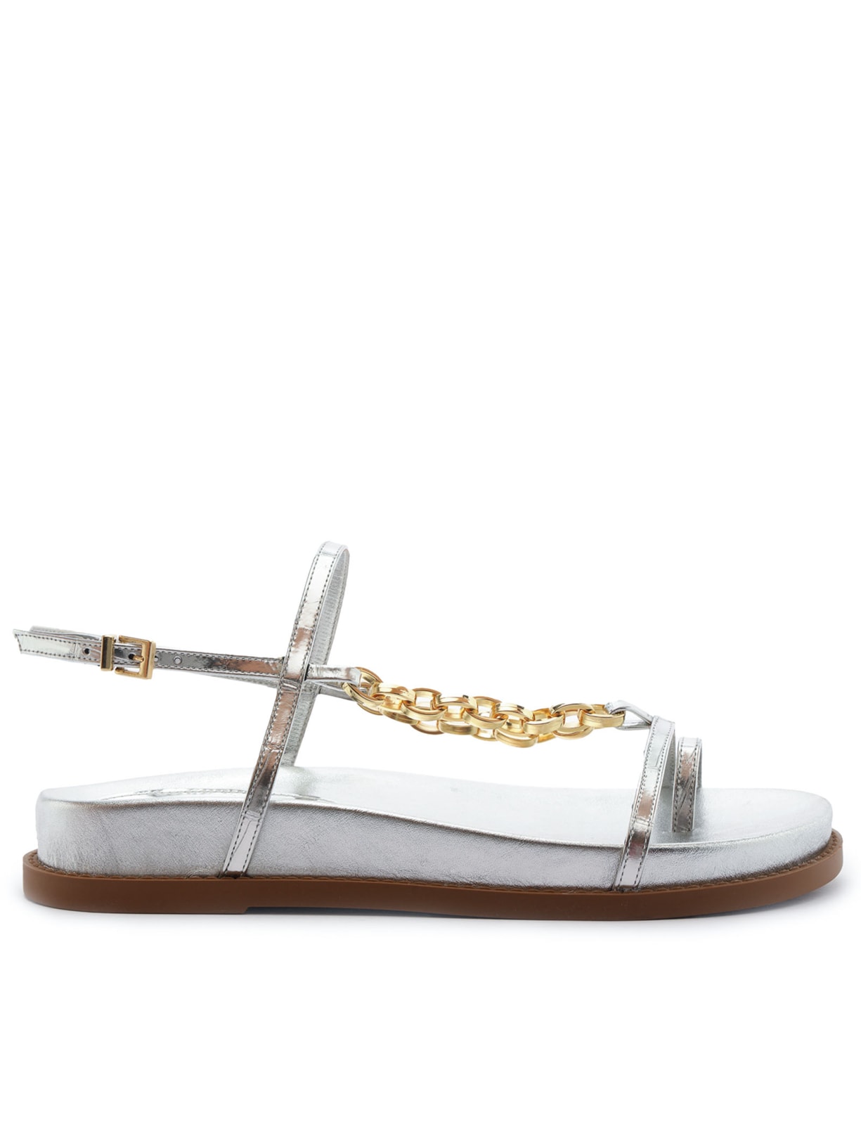 Sandália Feminina Papete Chain Ornamental - Prata