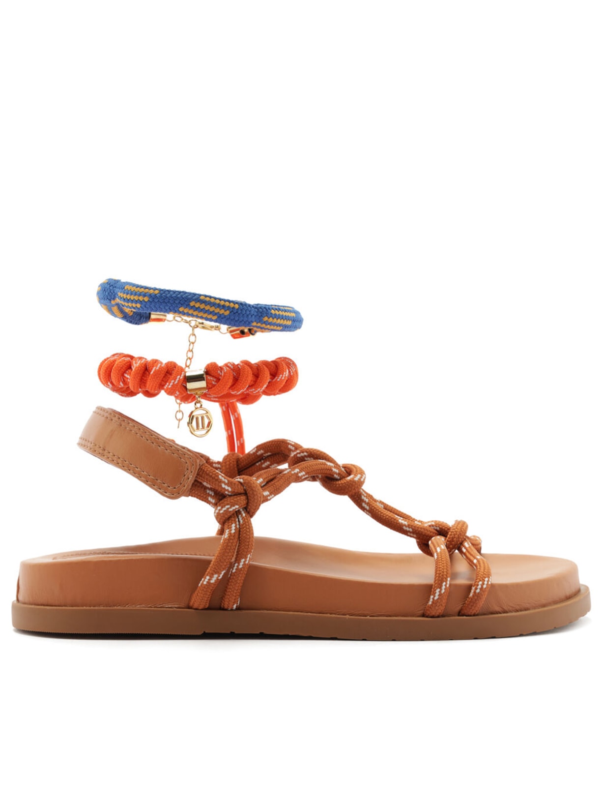 Sandália Feminina Papete Couro Custom Anklet - Marrom