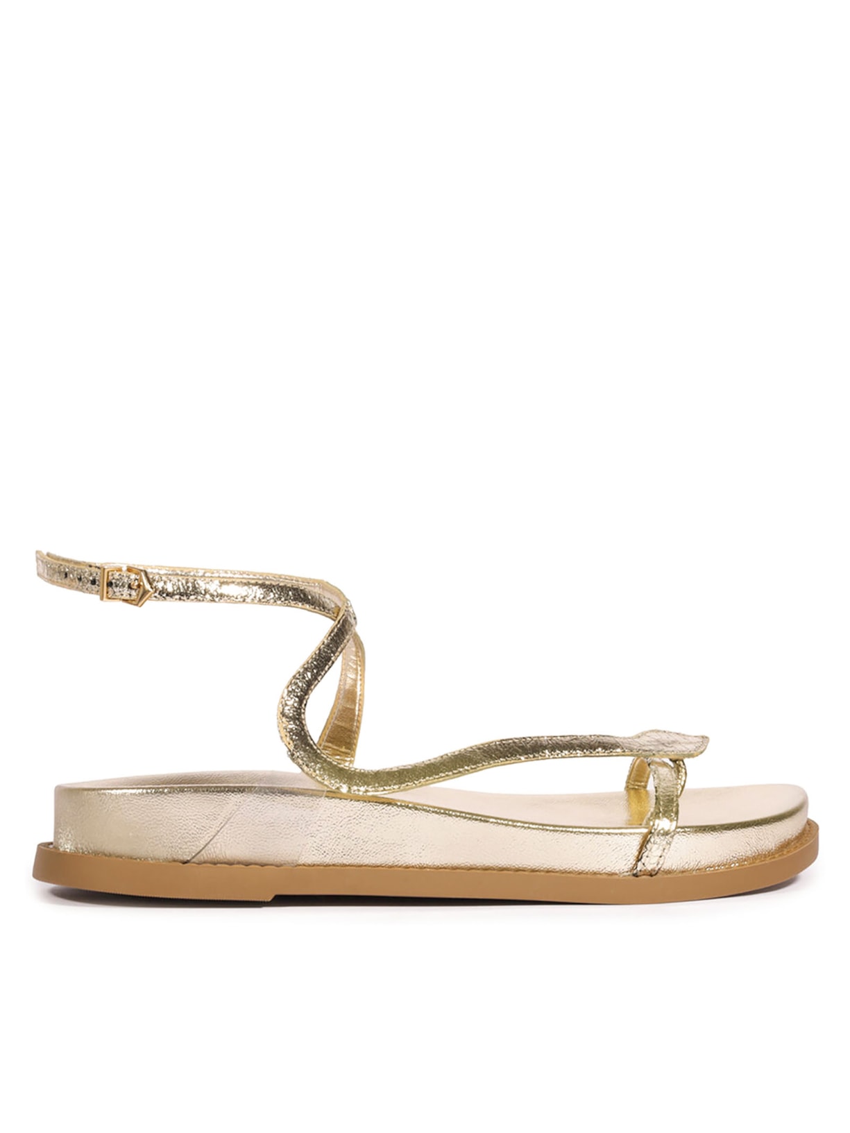 Sandália Feminina Papete Couro - Dourado