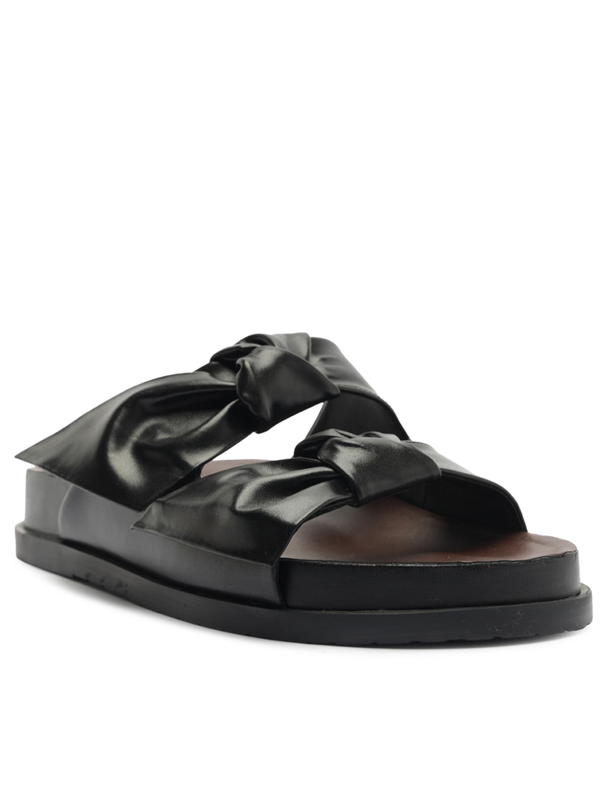 Sandália Feminina Papete Couro Lacinho Preto Arezzo