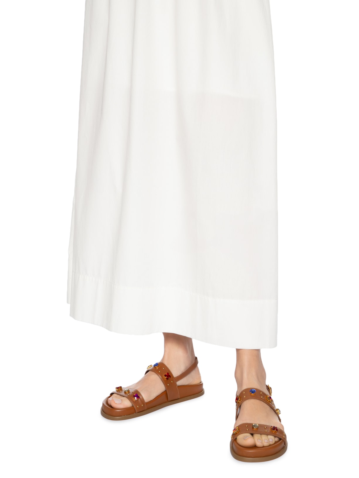 Sandália Feminina Papete Couro Mix Pedrarias Marrom Arezzo