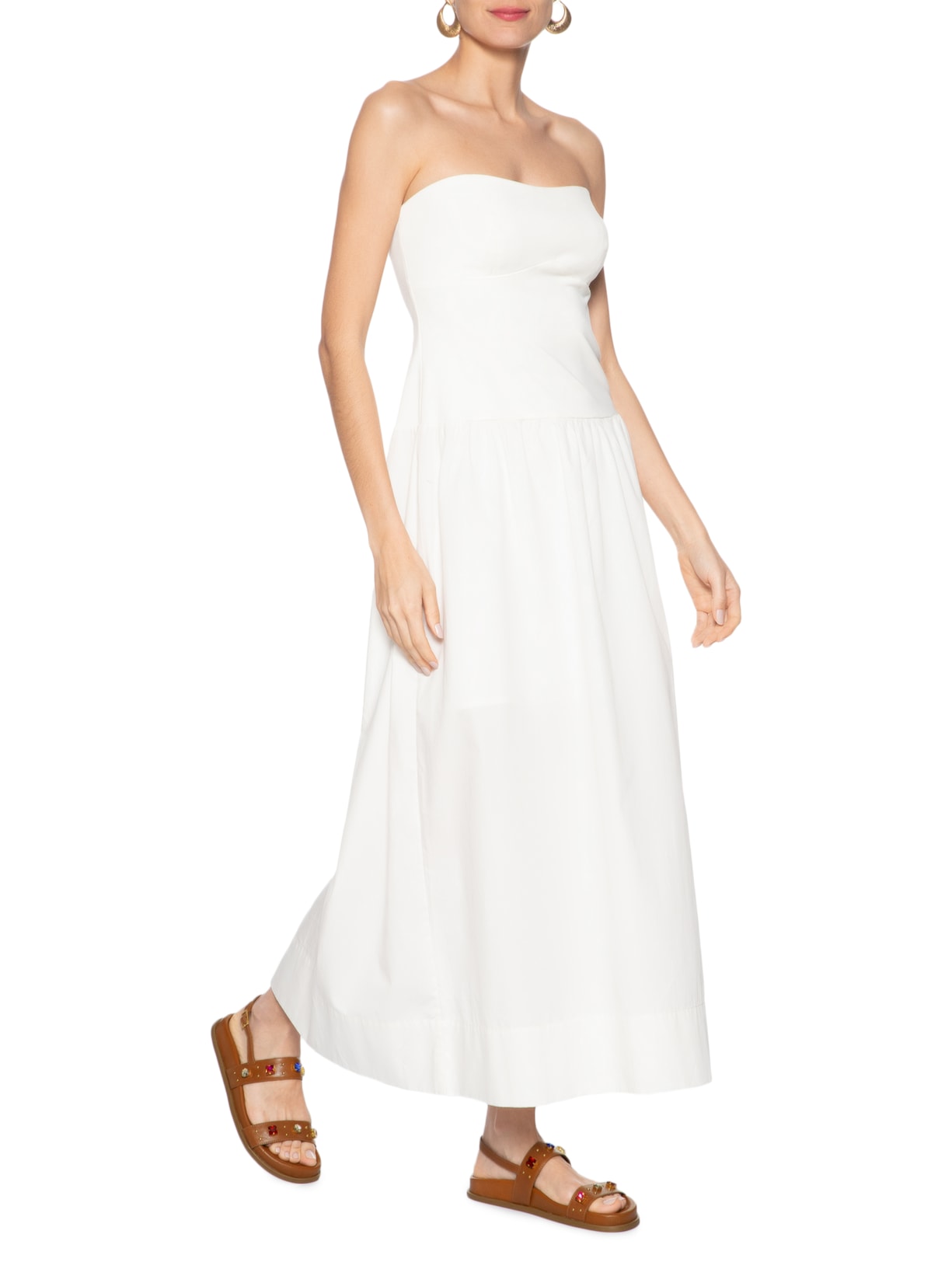 Sandália Feminina Papete Couro Mix Pedrarias Marrom Arezzo