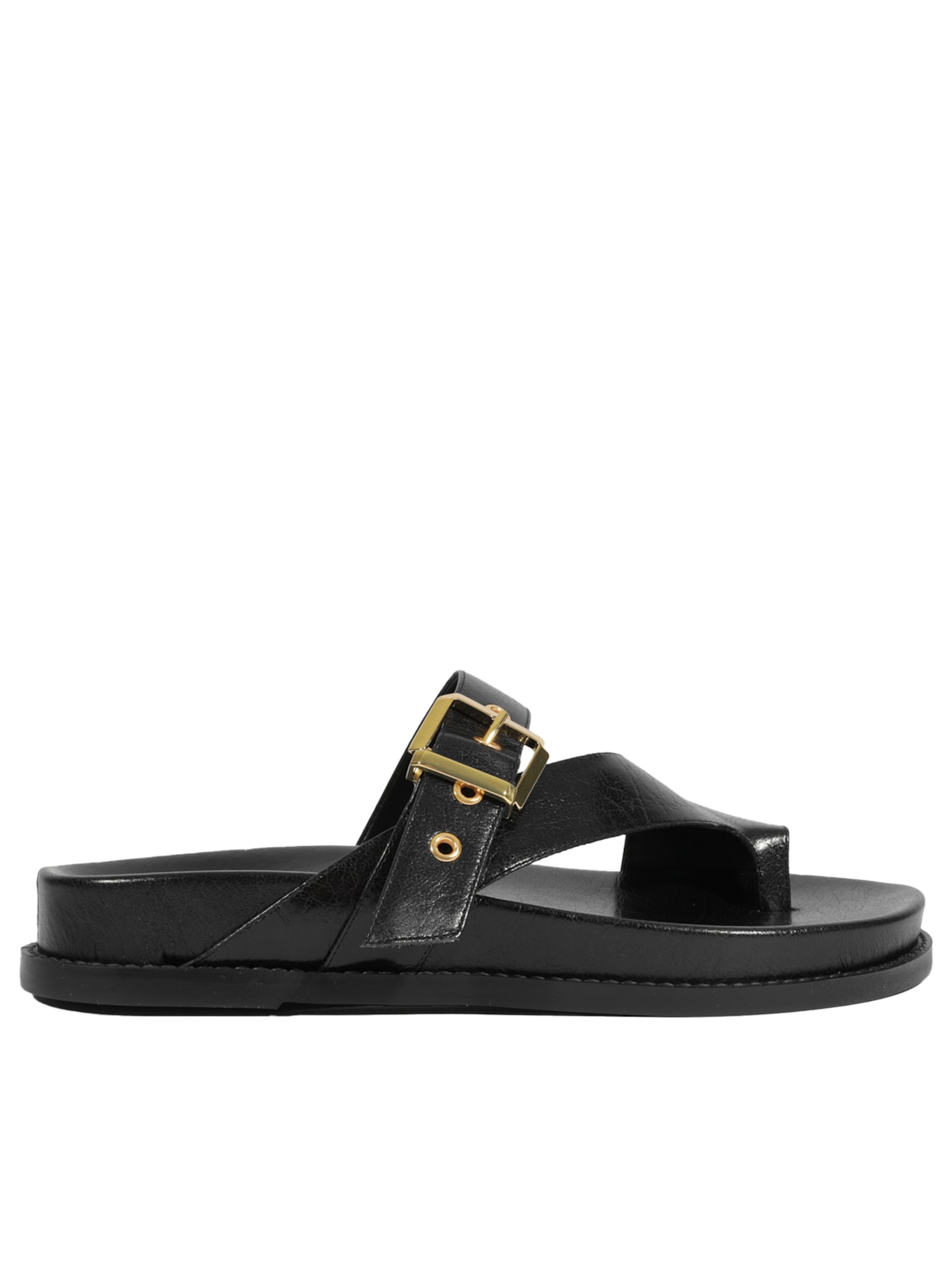 Sandália Feminina Papete Couro - Preto