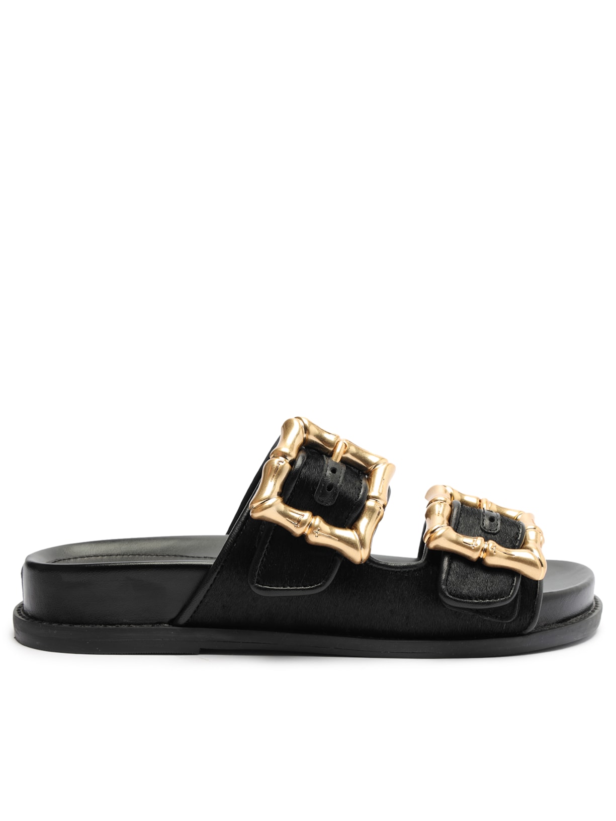 Sandália Feminina Papete Fivela - Preta