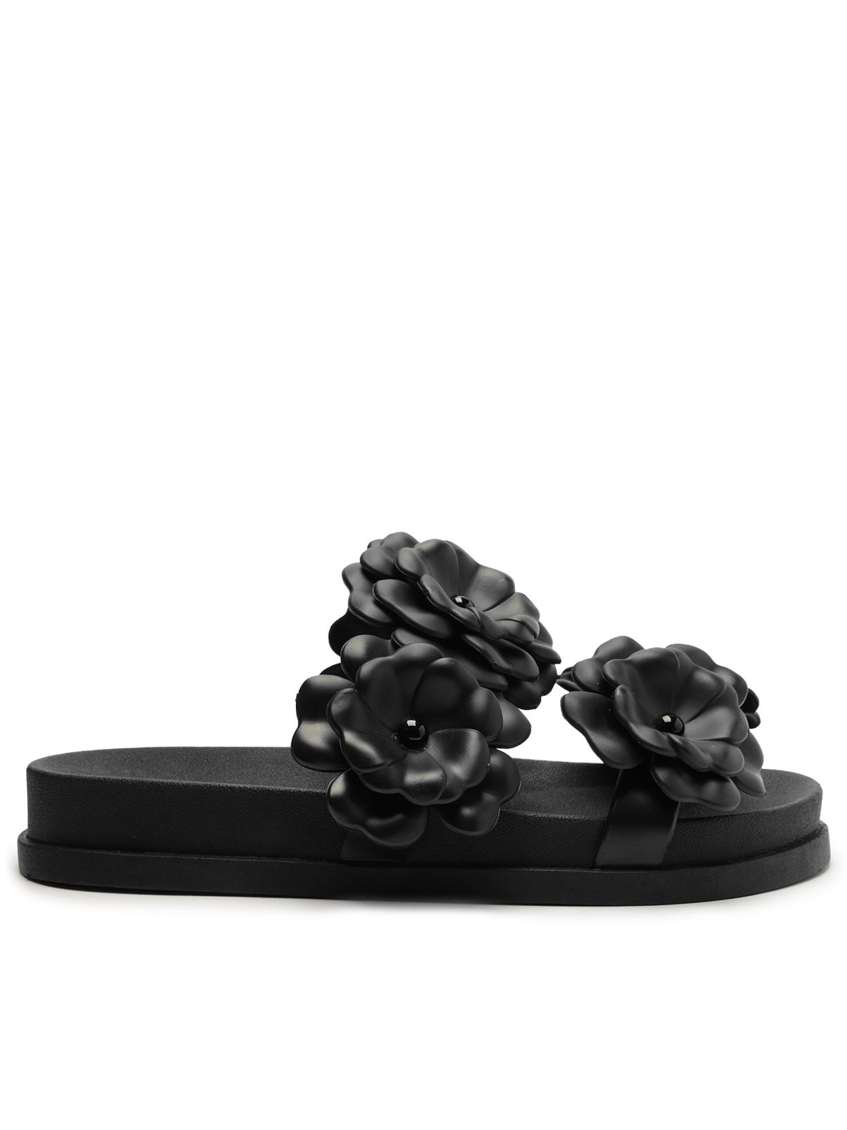 Sandália Feminina Papete Flores Brizza - Preto