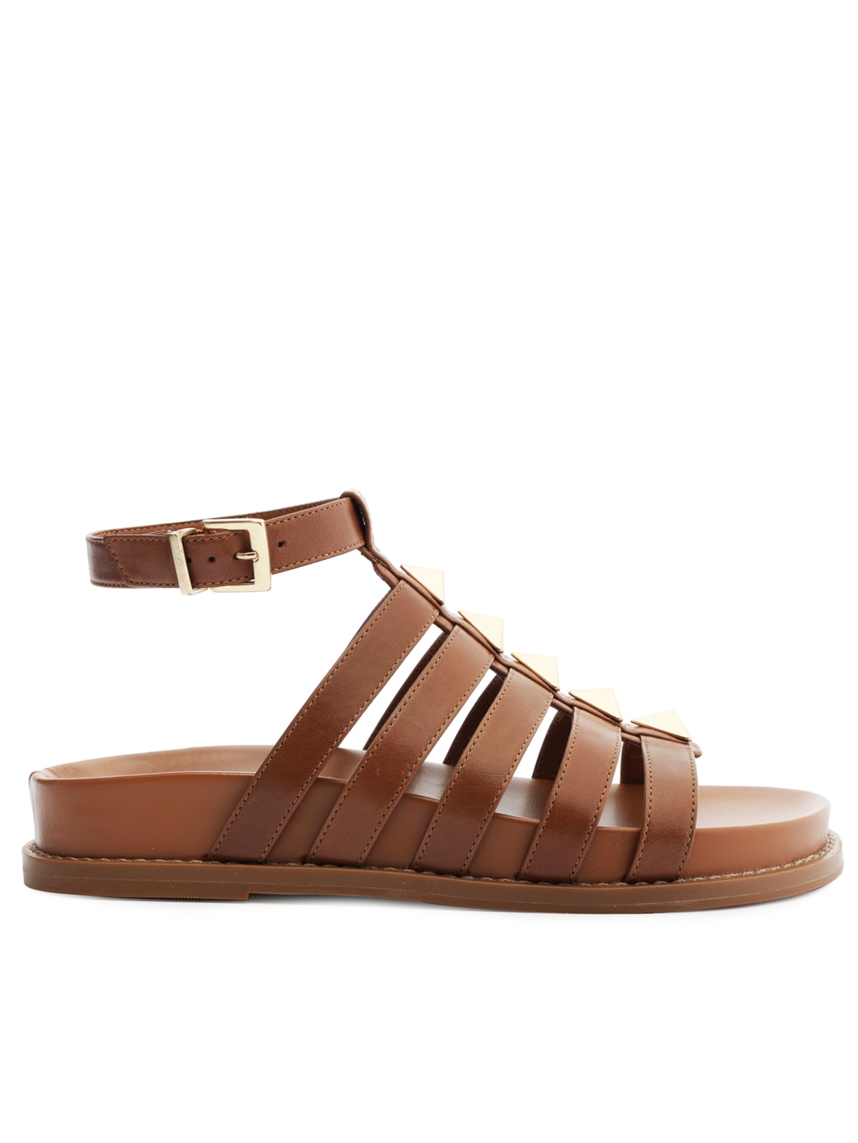 Sandália Feminina Papete Kyrie Sporty Couro - Marrom