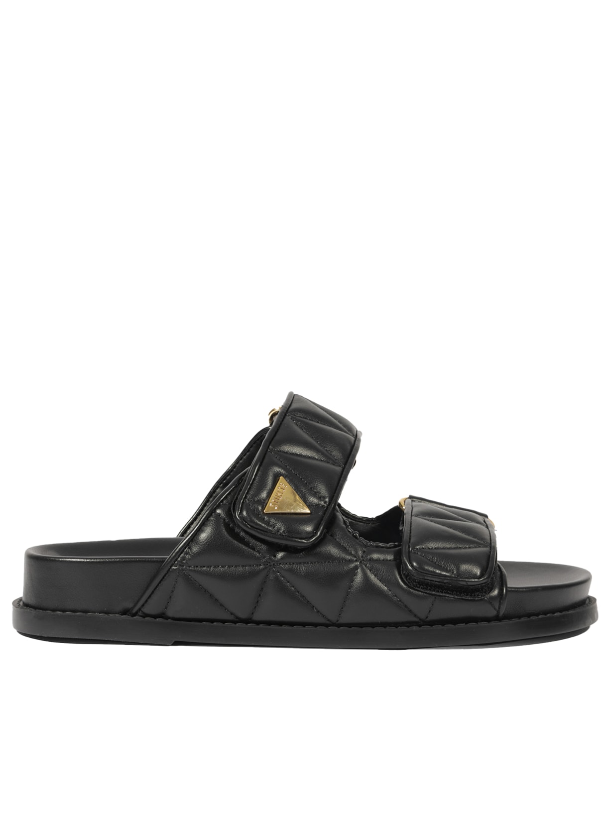 Sandália Feminina Papete Matelassê Couro - Preto