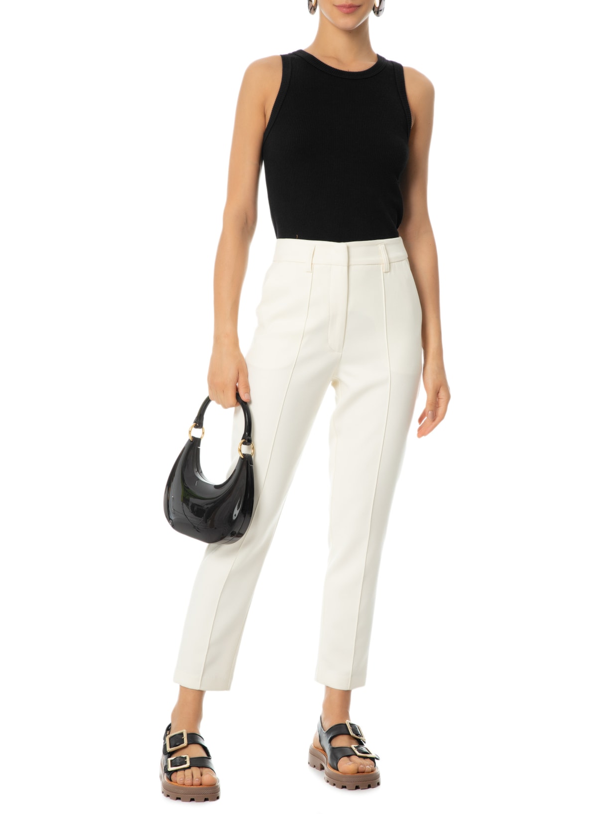 Sandália Feminina Papete Maxi Fivela Atanado Prime Preto Schutz