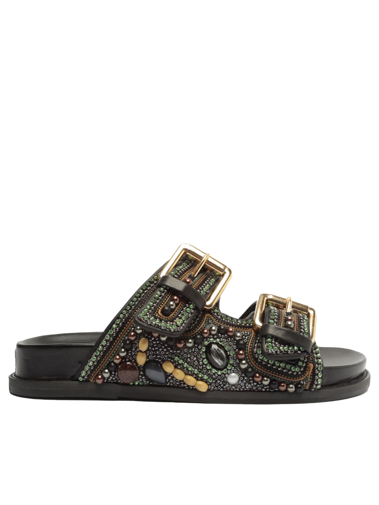 Sandália Feminina Papete Miçangas E Strass - Preto