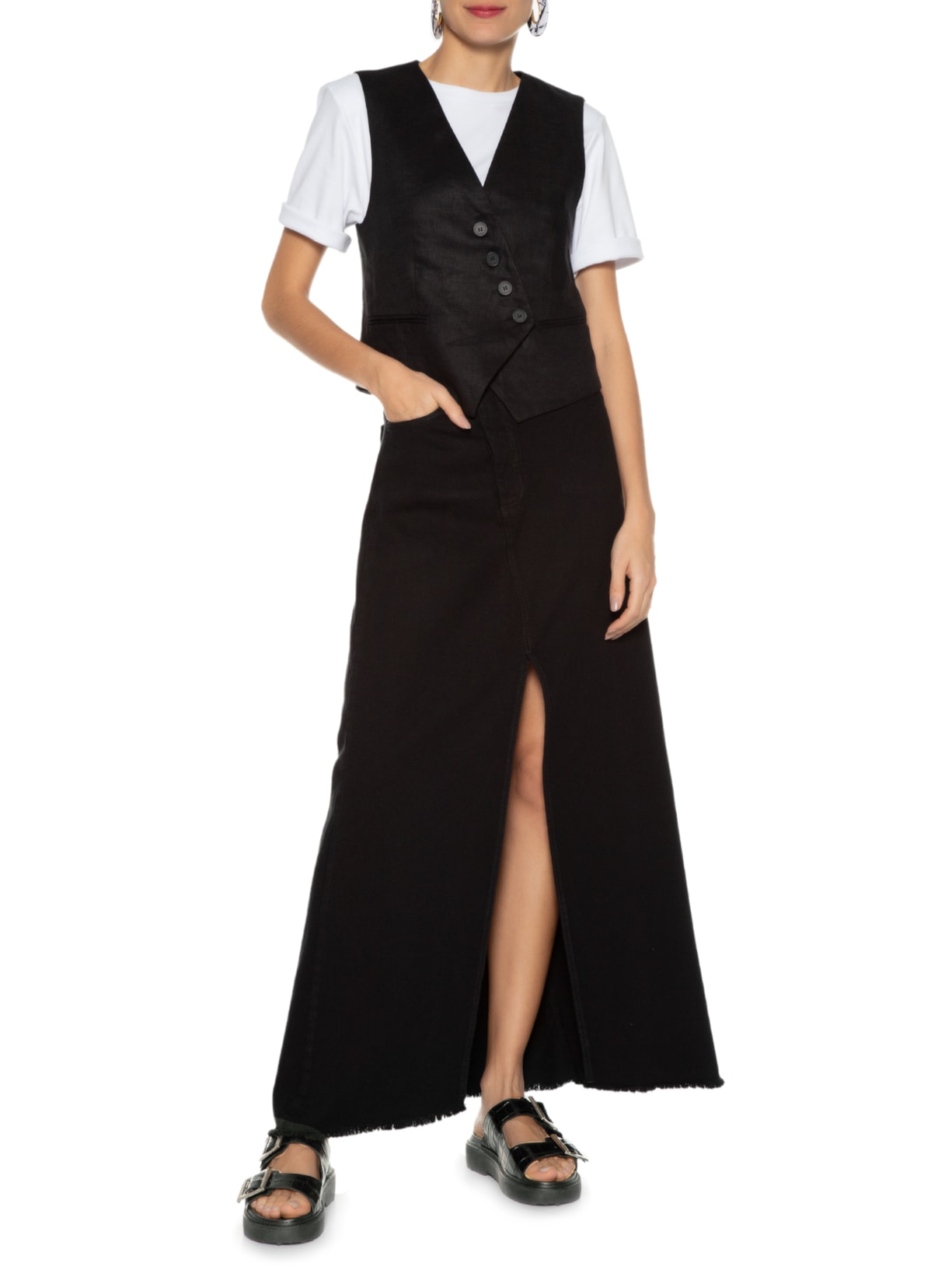 Sandália Feminina Papete Nola Couro Preto Schutz