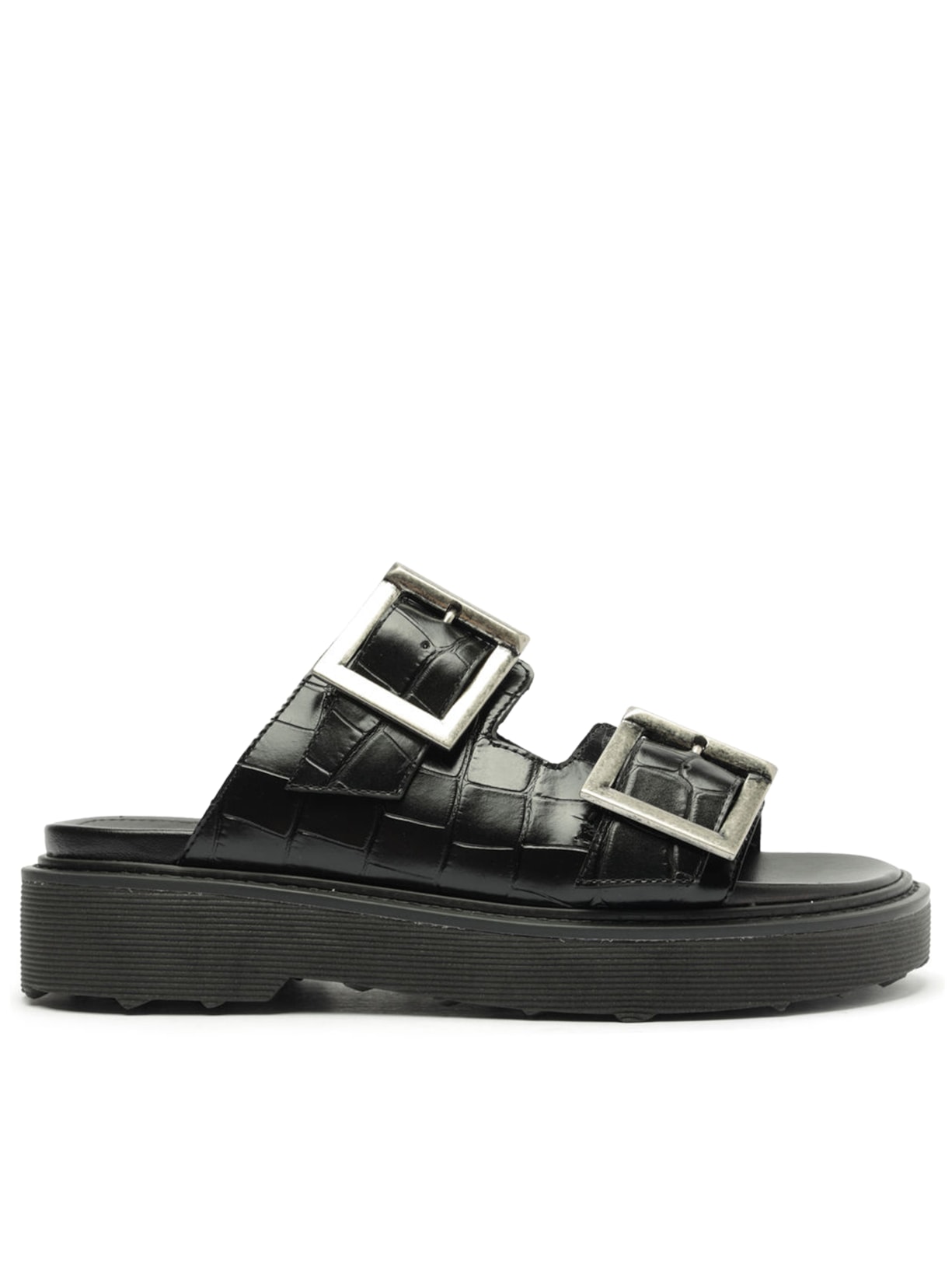 Sandália Feminina Papete Nola Couro - Preto