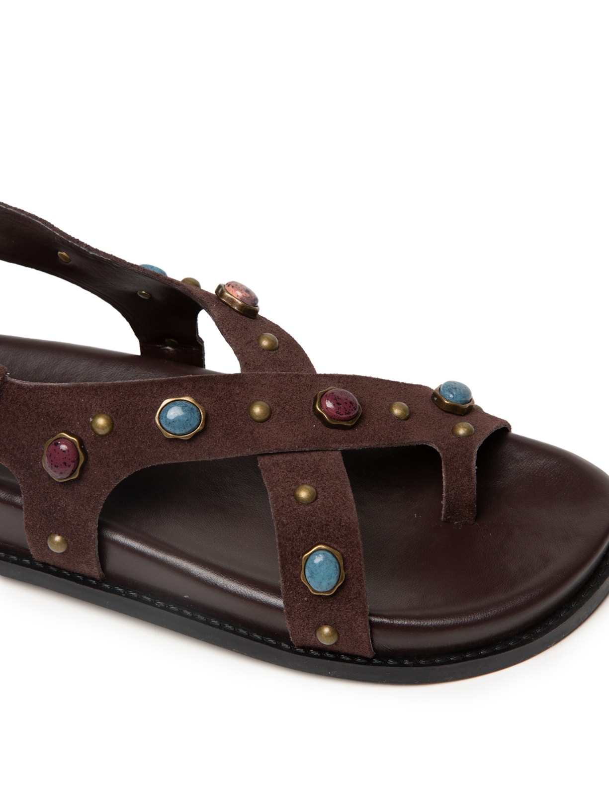 Sandália Feminina Papete Pedras Marrom Schutz